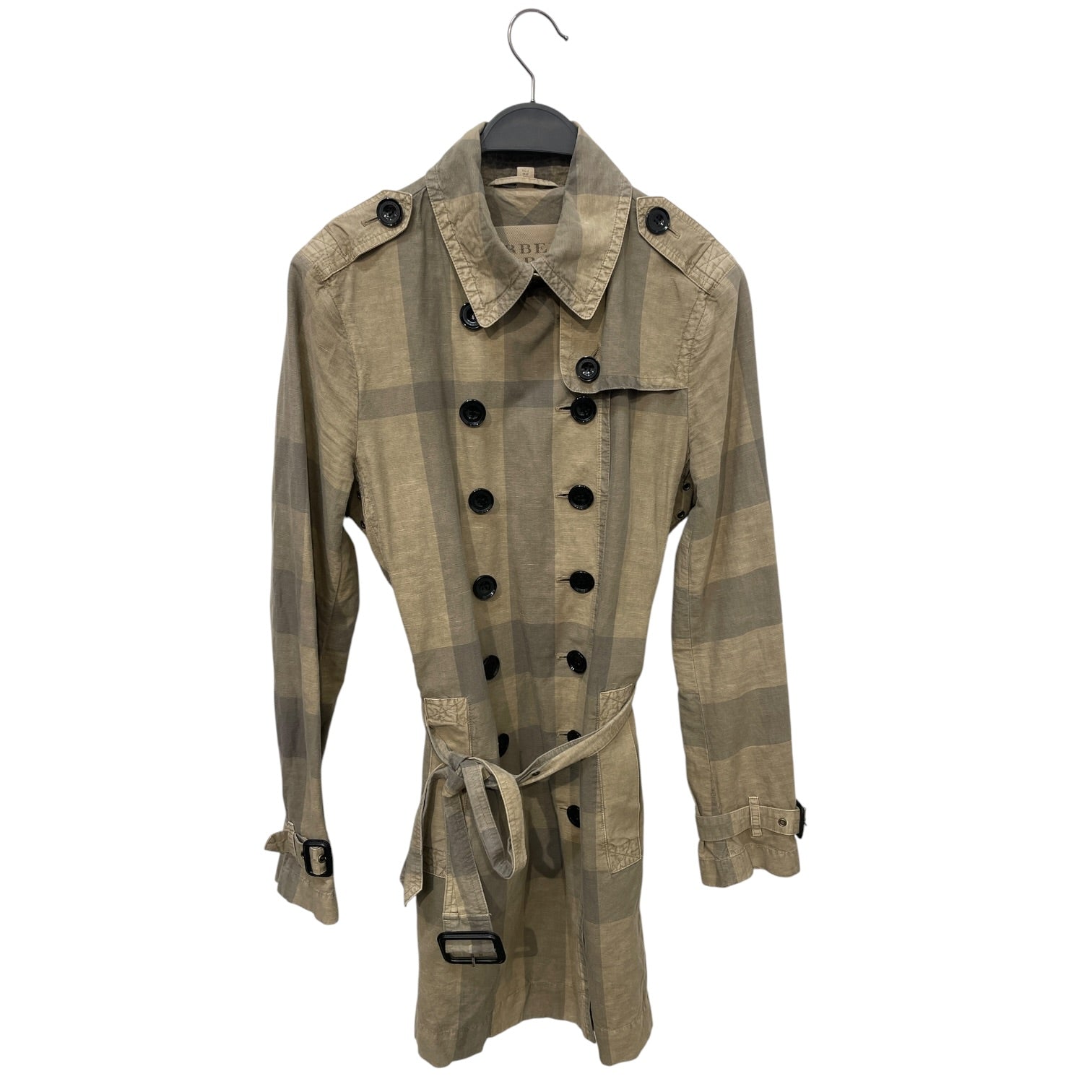 BURBERRY BRIT/Trench Coat/8/Glen Check/Cotton/BEG/Double Breasted/neutral check view 1