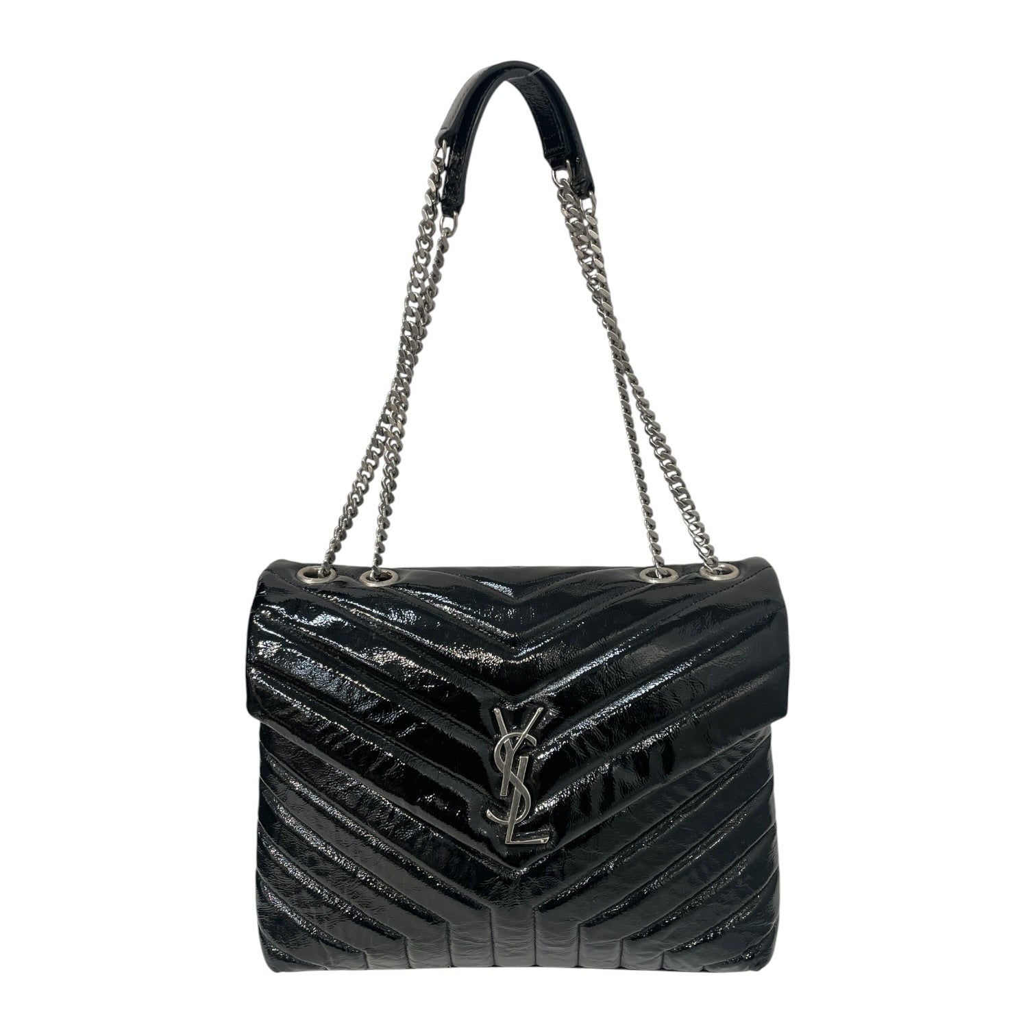 SAINT LAURENT/Hand Bag/Leather/BLK/loulou patent silver hardware view 1