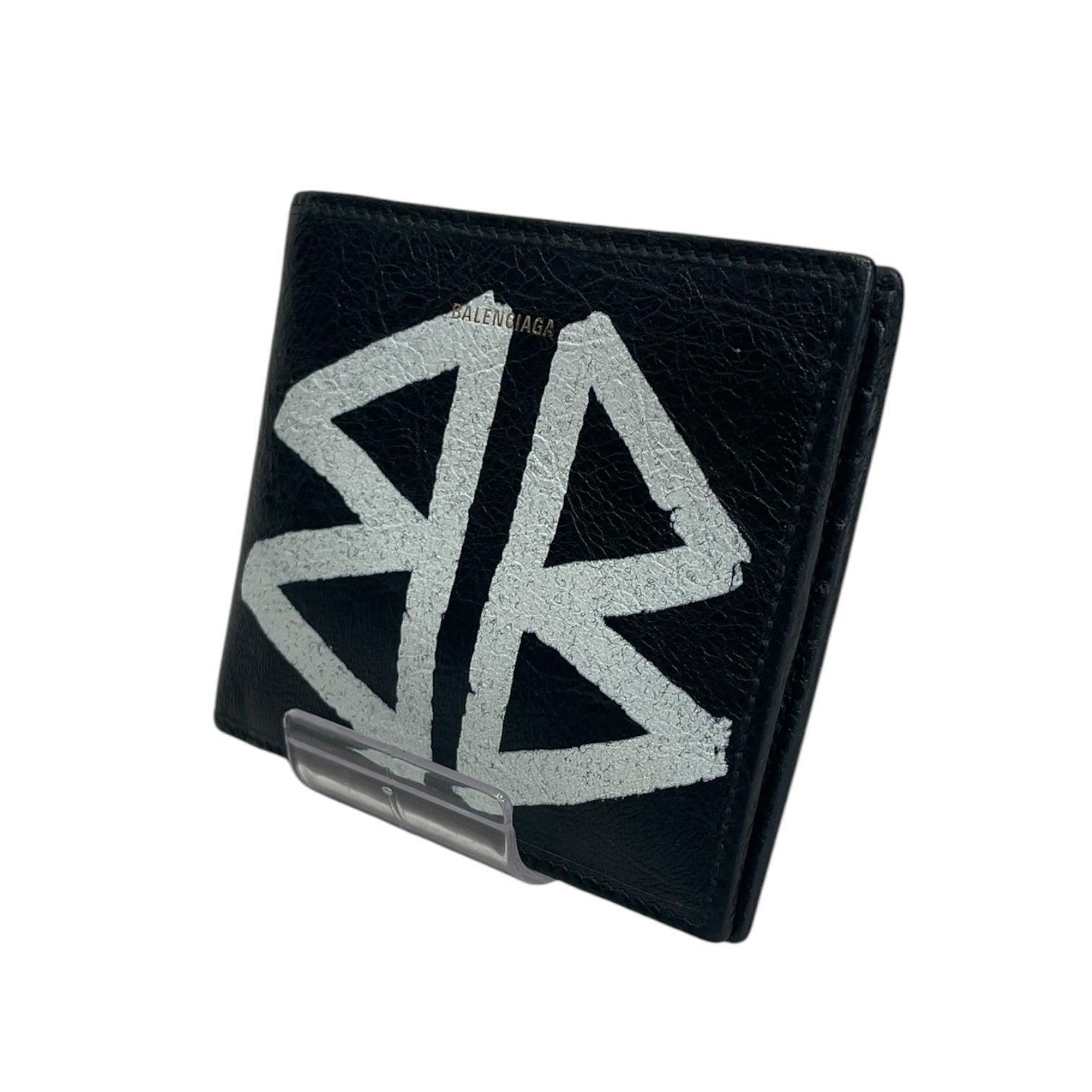 BALENCIAGA/Bifold Wallet/Graphic/Leather/BLK/M's/2018 BAZAR GRAFFITI view 1