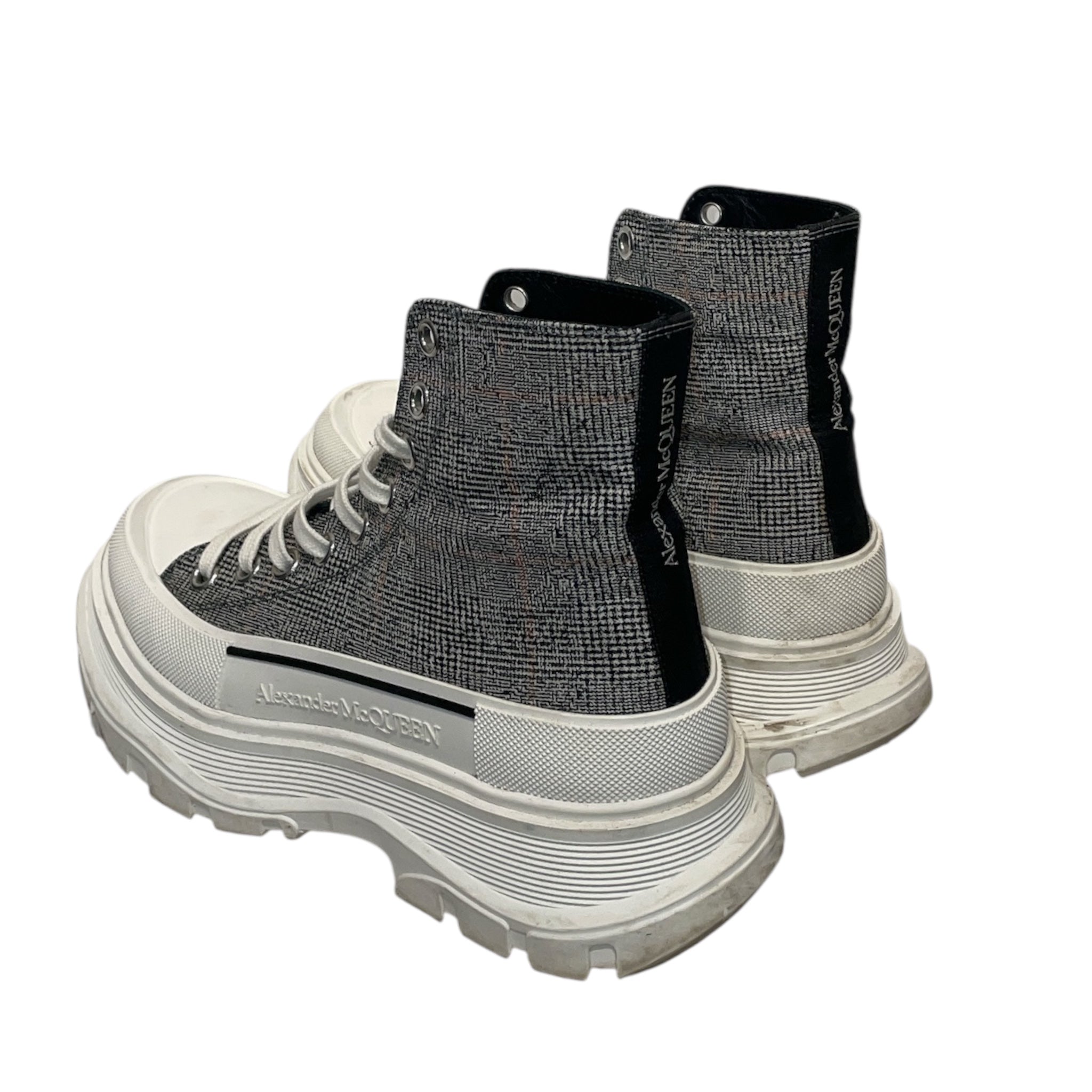Alexander McQueen/Hi-Sneakers/EU 39/Plaid/Cotton/BLK/Tread Slick High view 2