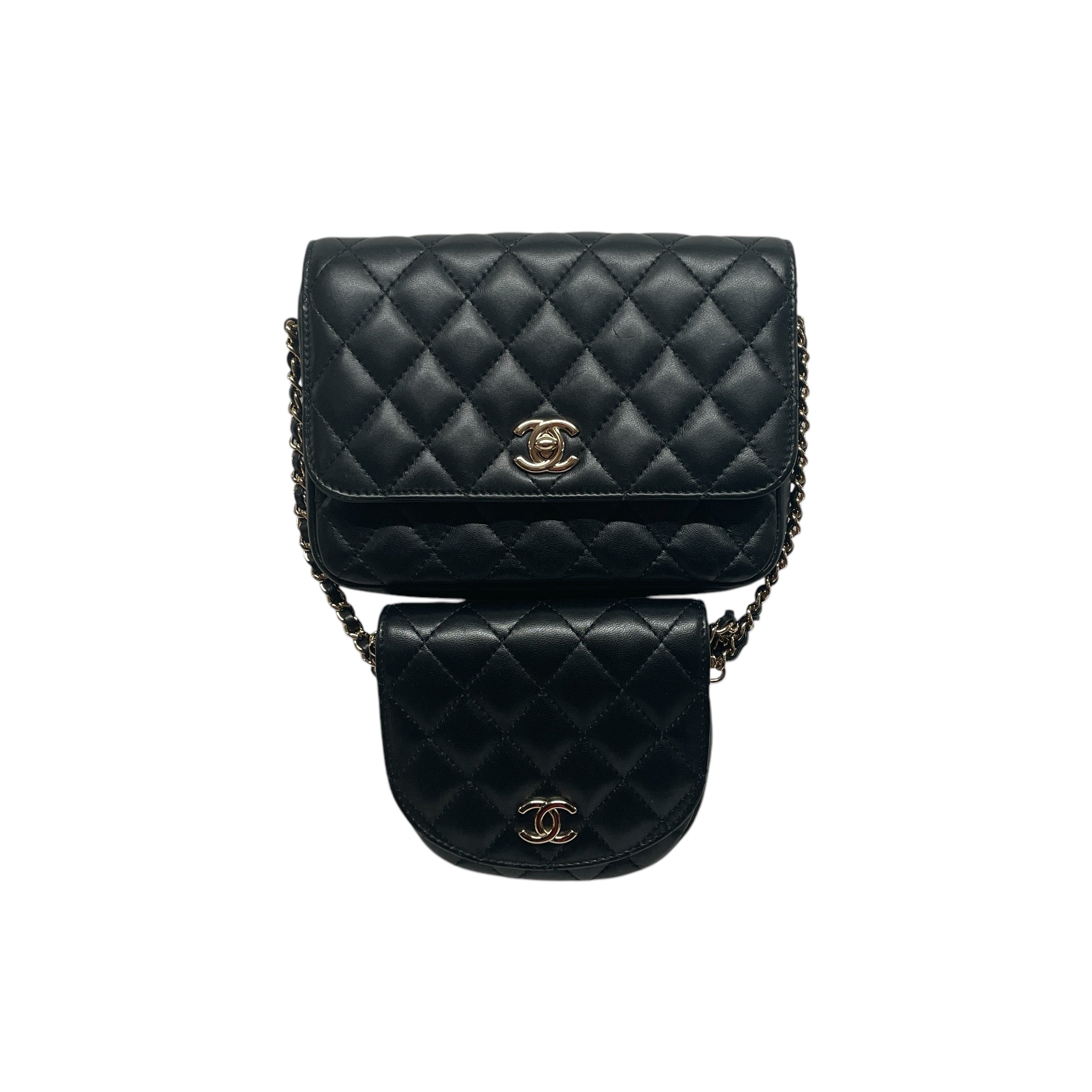 CHANEL/Bag/Leather/BLK/DOUBLE PURSE view 1