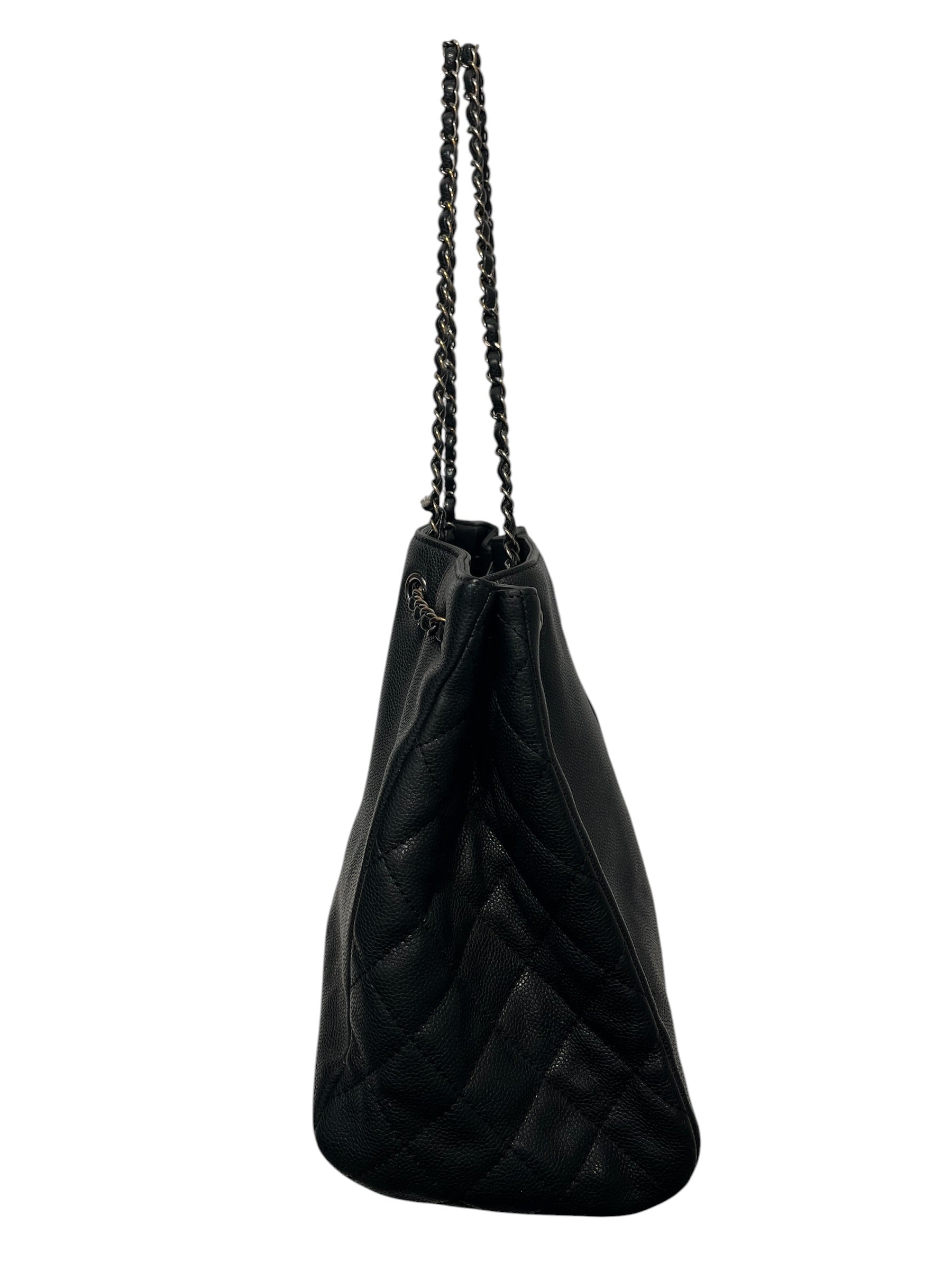 CHANEL/Hand Bag/Leather/BLK/Caviar Woven Chain view 4