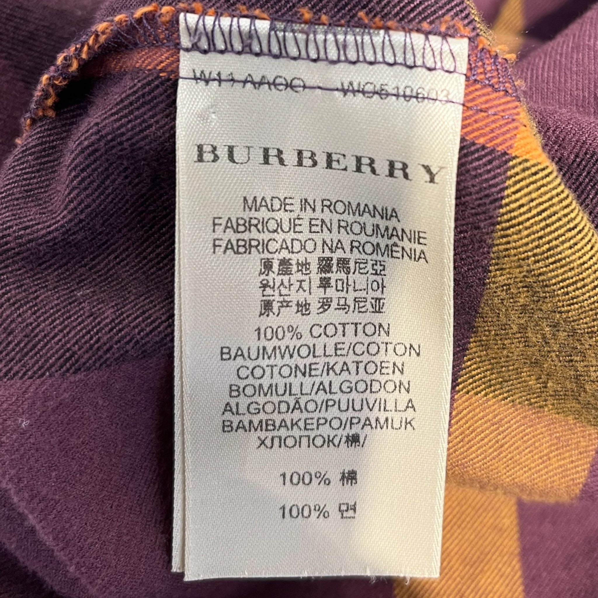 BURBERRY BRIT/LS Blouse/M/Plaid/Cotton/MLT/ LS BUTTON UP PURPLE ORANGE view 5
