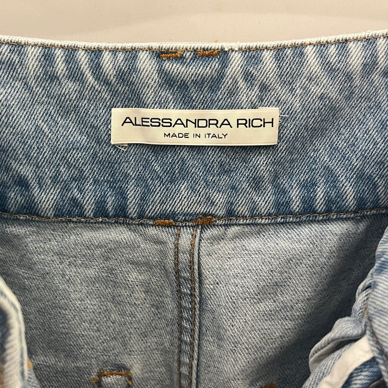 ALESSANDRA RICH/Straight Pants/26/Cotton/BLU/