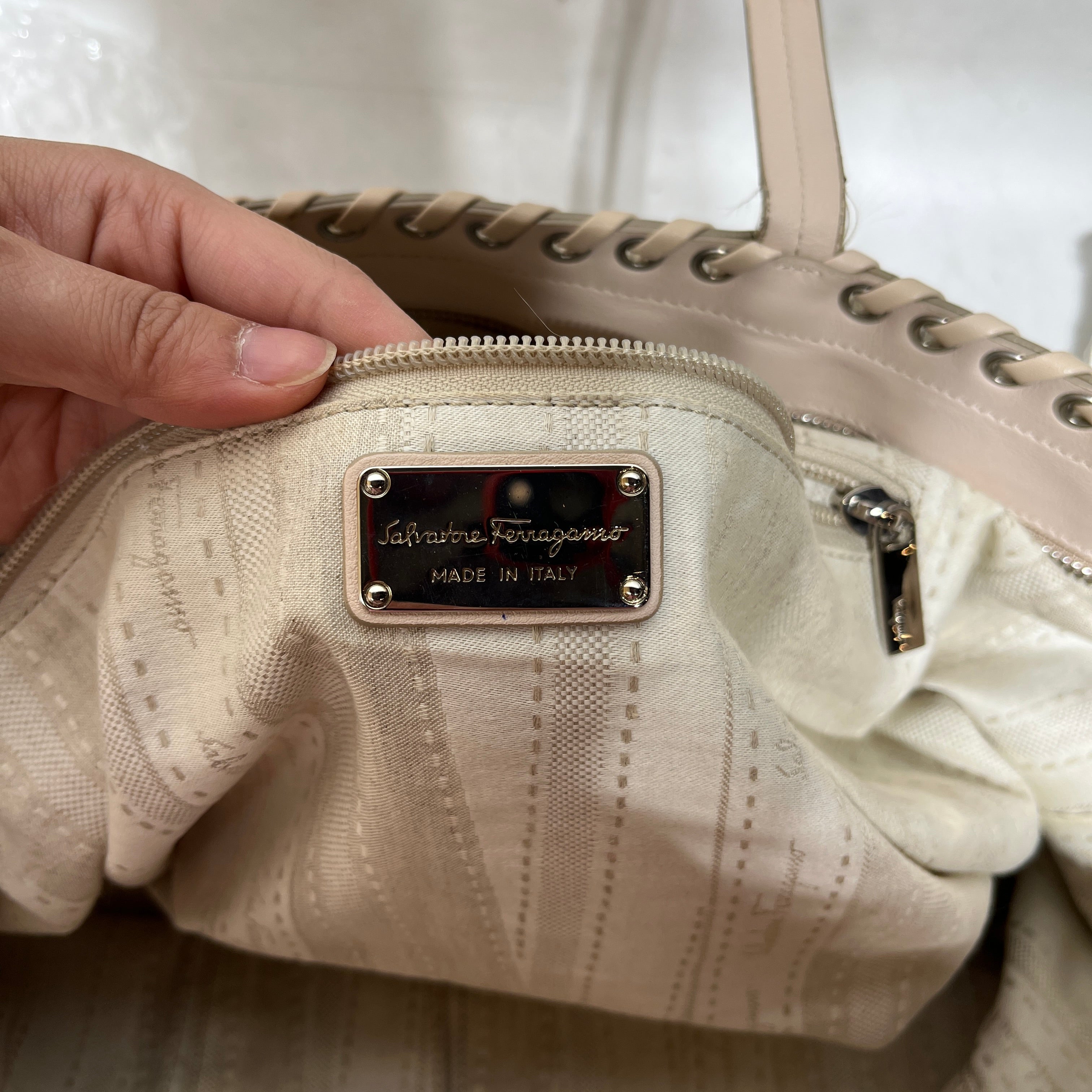 Salvatore Ferragamo/Tote Bag/Leather/PNK/braided trim w studs view 6