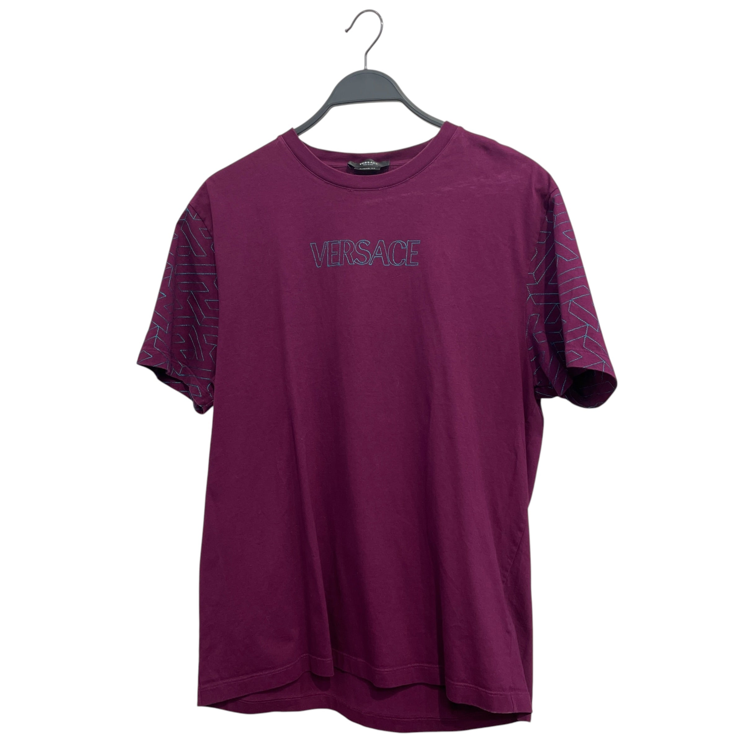 VERSACE/T-Shirt/L/Cotton/PPL/teal embroidery logo & sleeves view 1