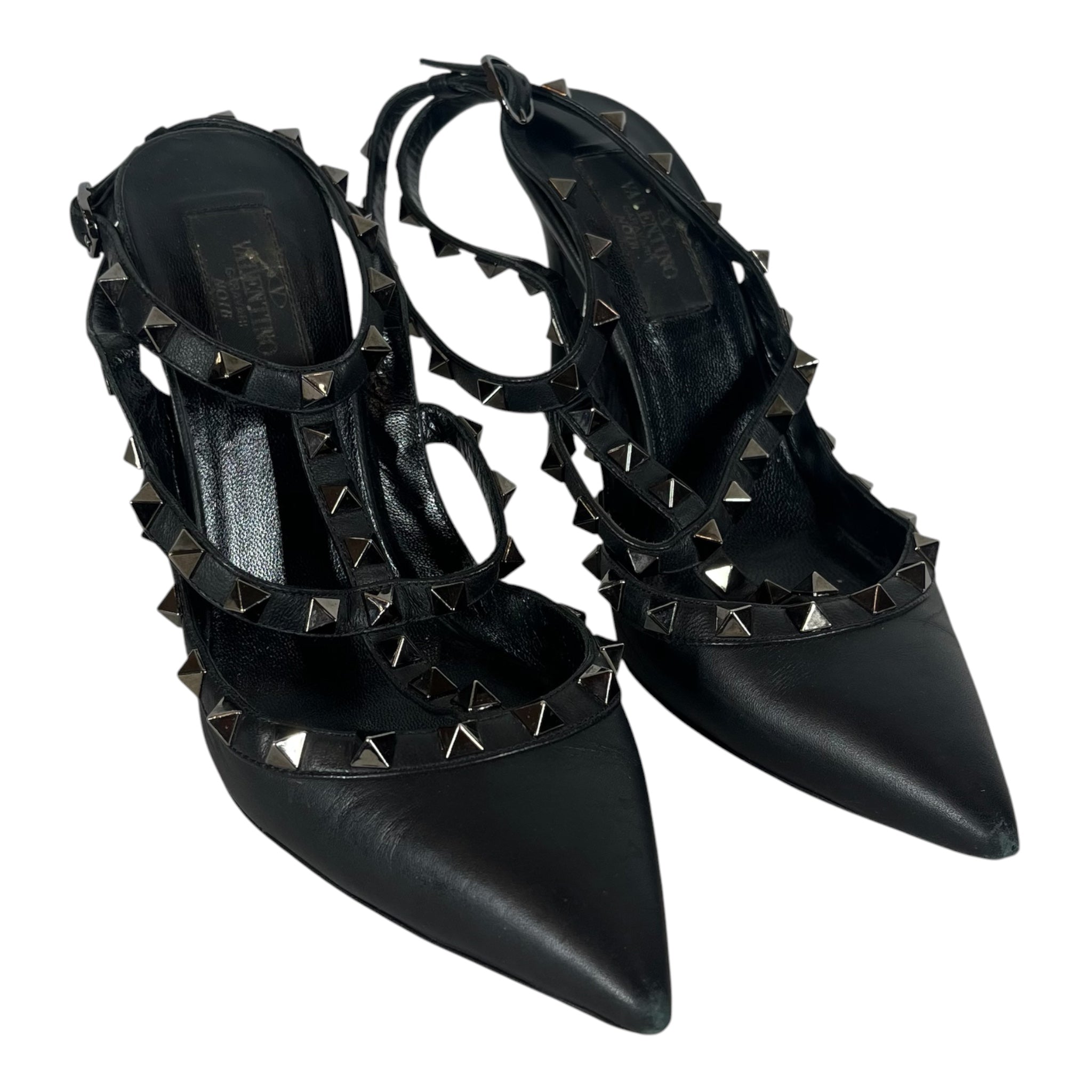 VALENTINO/Heels/EU 37/Leather/BLK/Ankle Strap/ view 1
