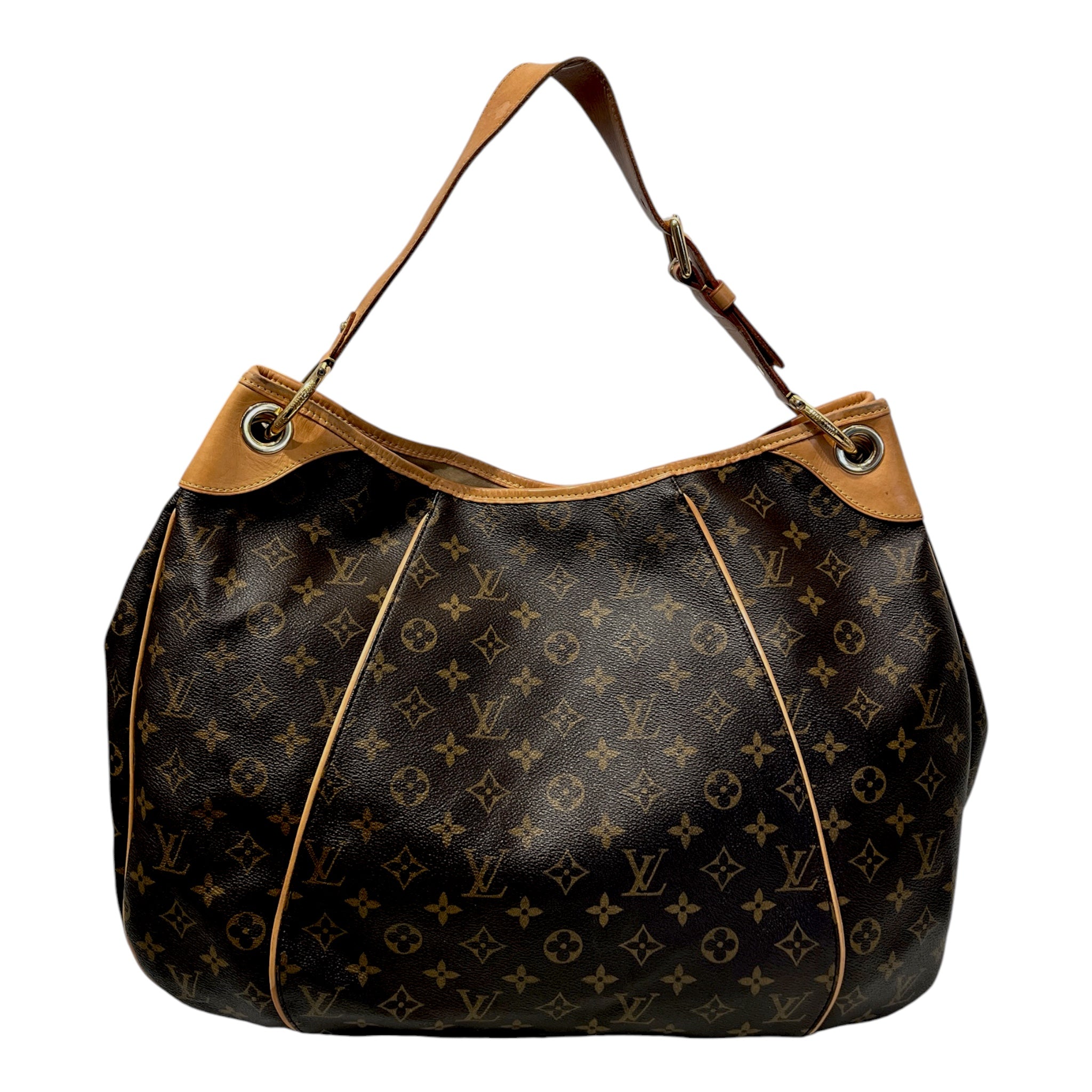 LOUIS VUITTON/Tote Bag/Monogram/BRW/gld plate/tan strap/suede innr view 2