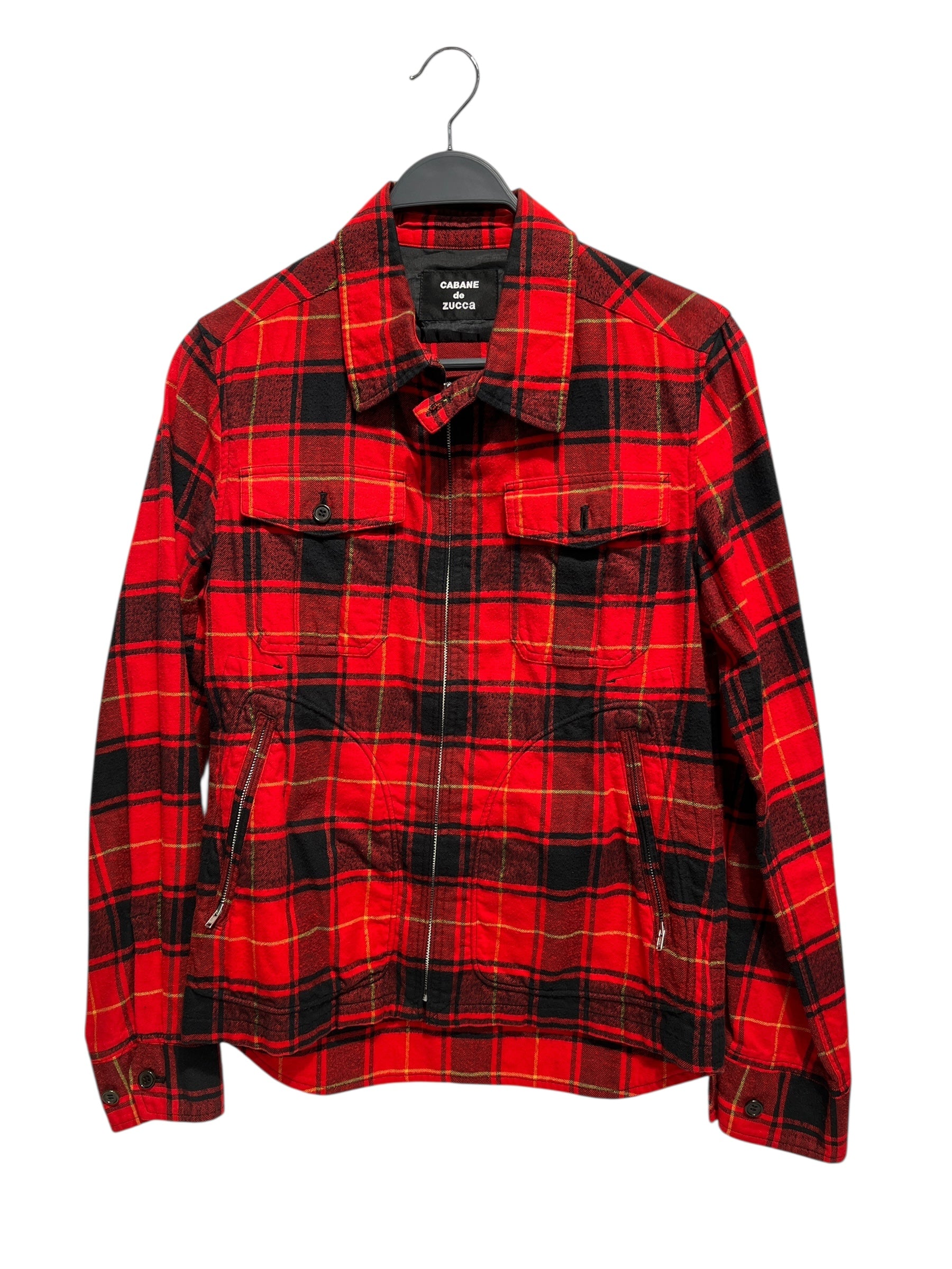 CABANE de ZUCCa/Jacket/S/Wool/RED/Plaid/ZIPPER MIDDLE/POCKET ZIPPERS view 1