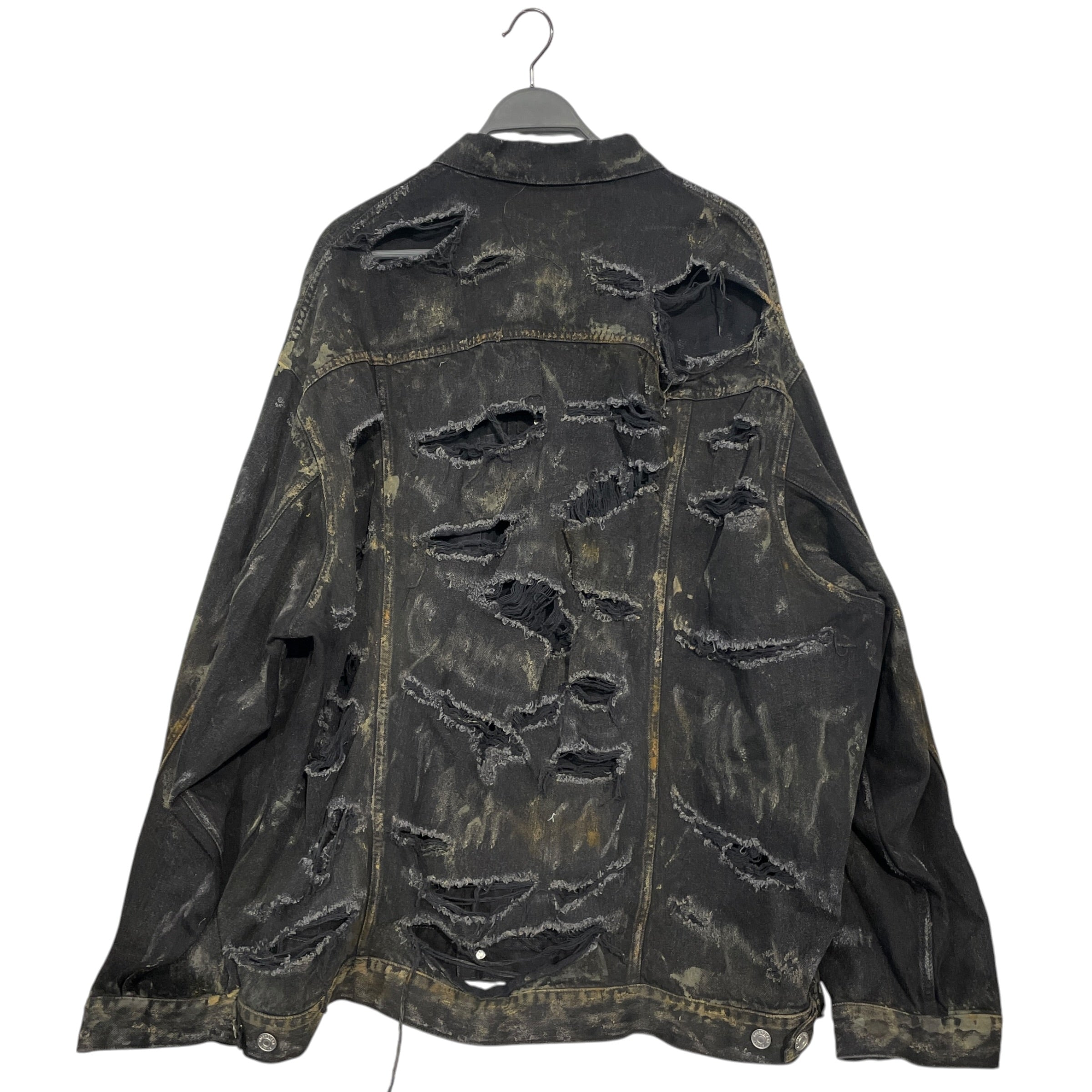 BALENCIAGA/Denim Jkt/4/Cotton/BLK/23 MUDSHOW DISTRESSED JKT view 2