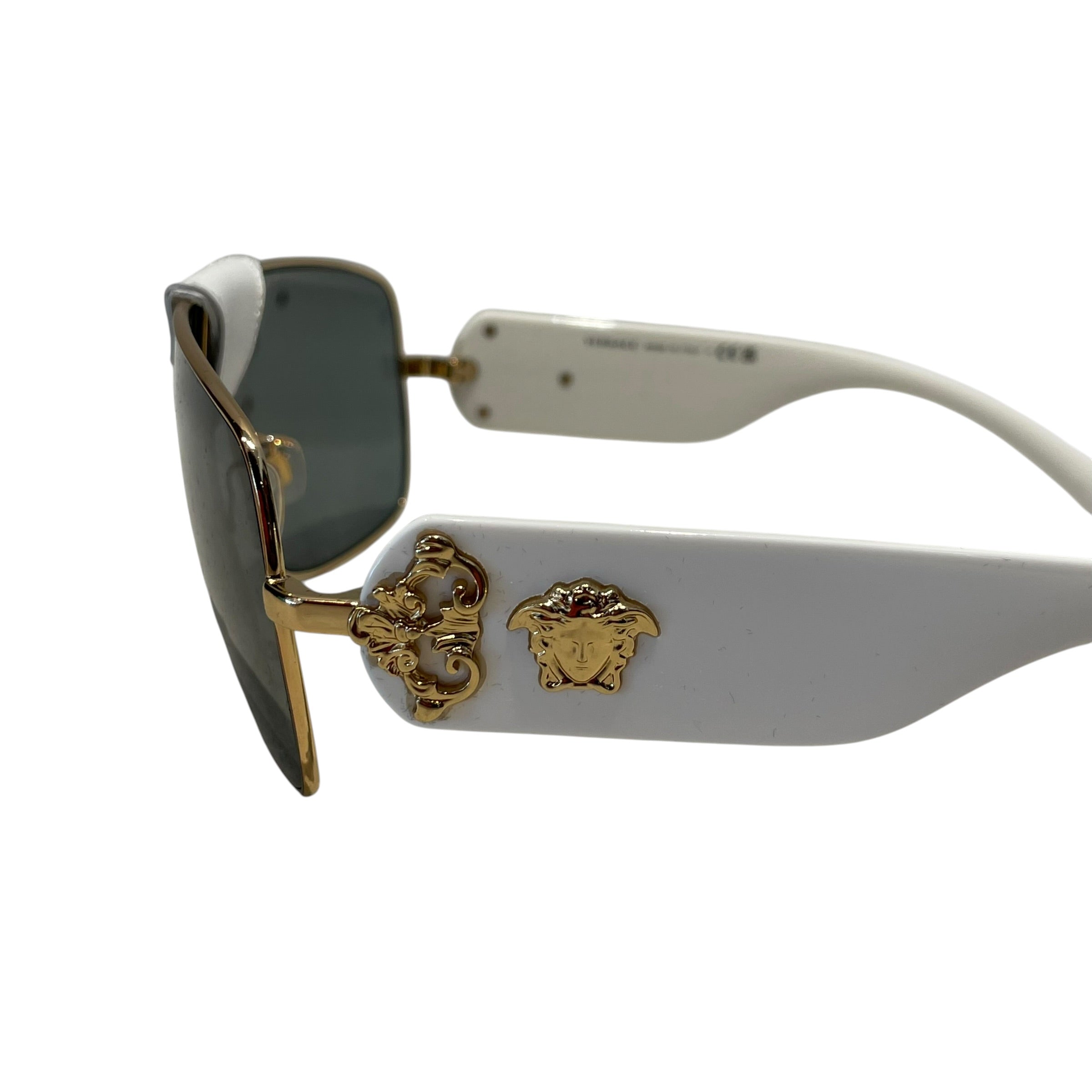 VERSACE/Sunglasses/Plastic/WHT/M's/GOLD LEATHER view 2