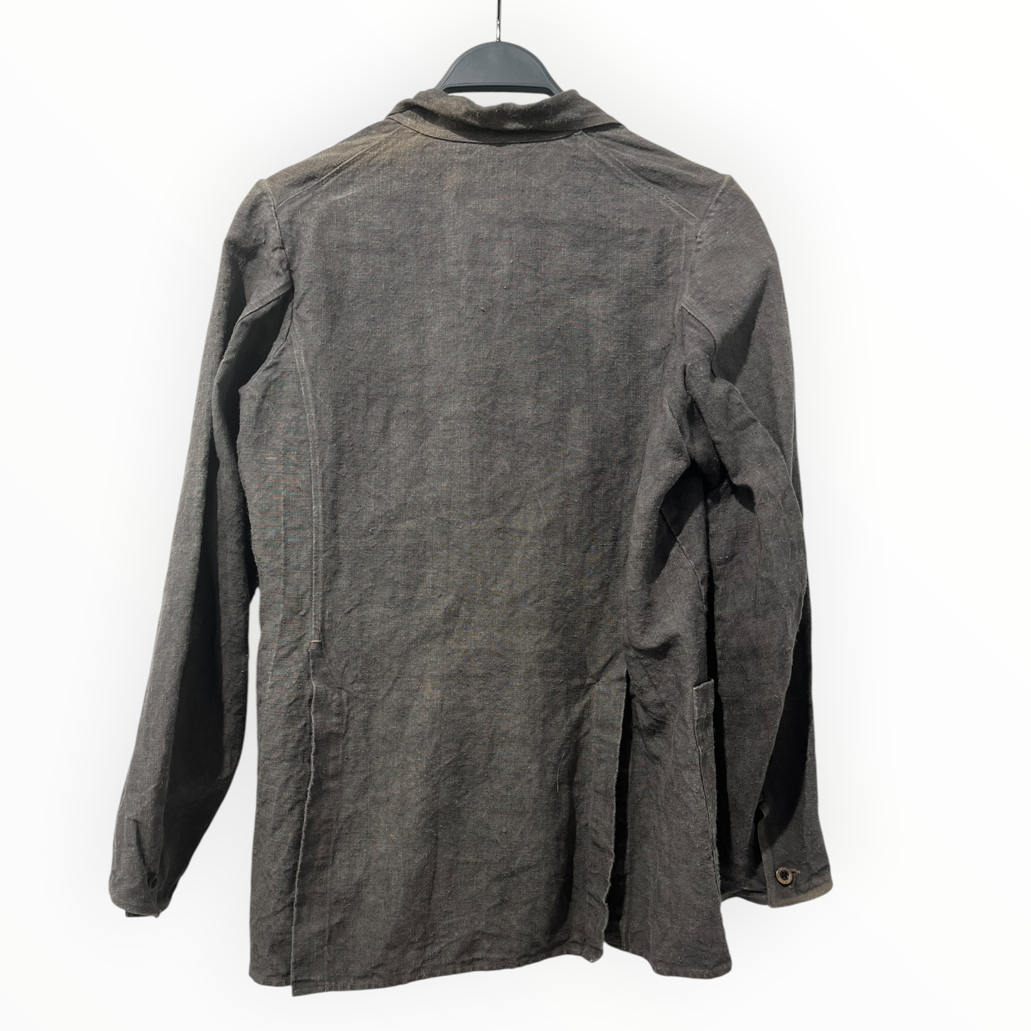 kaval/Tailored Jkt/M/Linen/GRY/stitched linen 4 buttons view 2