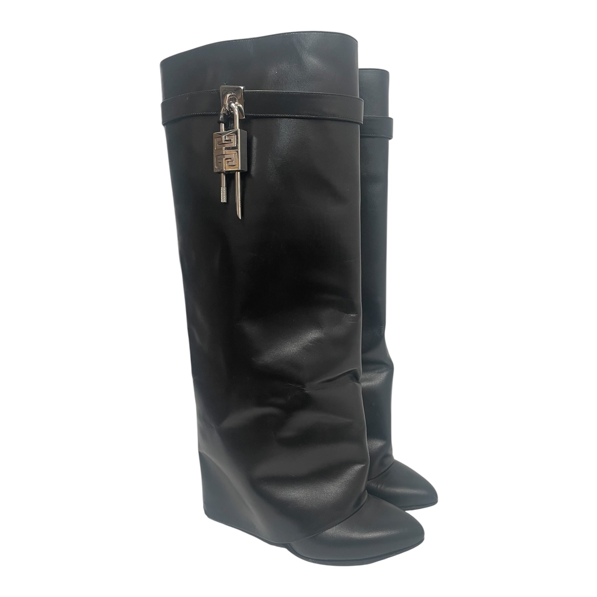 GIVENCHY/Long Boots/US 9/Leather/BLK/SHARK LOCK BOOT view 1