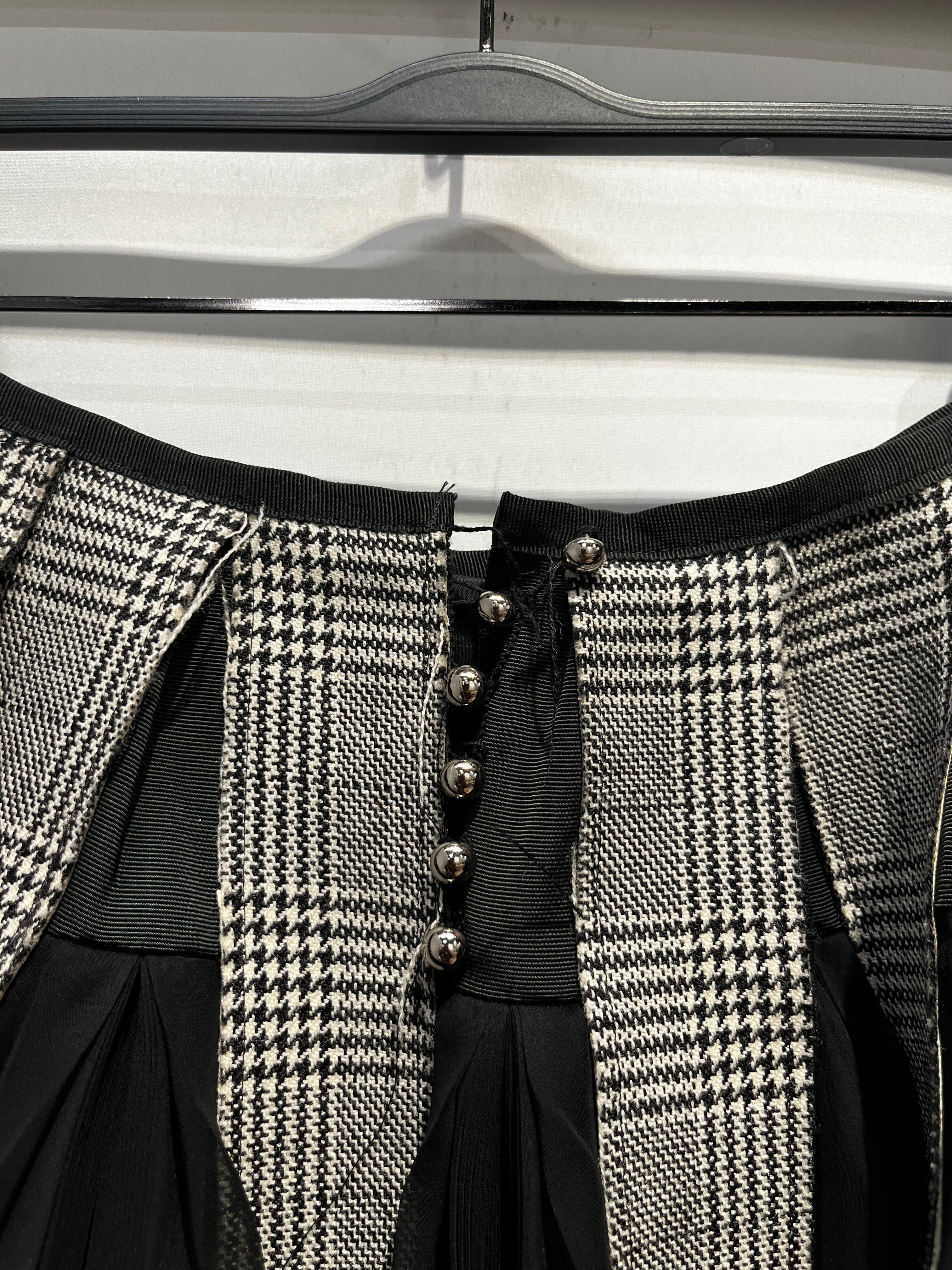 Sacai/Skirt/2/Houndstooth Check/Wool/BLK/SILK PLEAT AND HOUDSTOOTH view 3