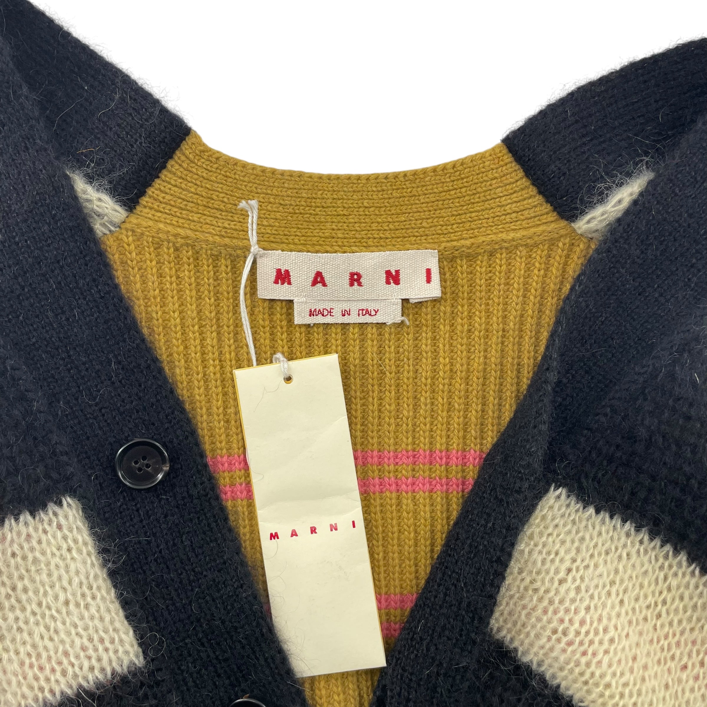 MARNI/Cardigan/52/Stripe/Wool/MLT/W/B STRIPES FRONT/KHK/PNK STRP view 3