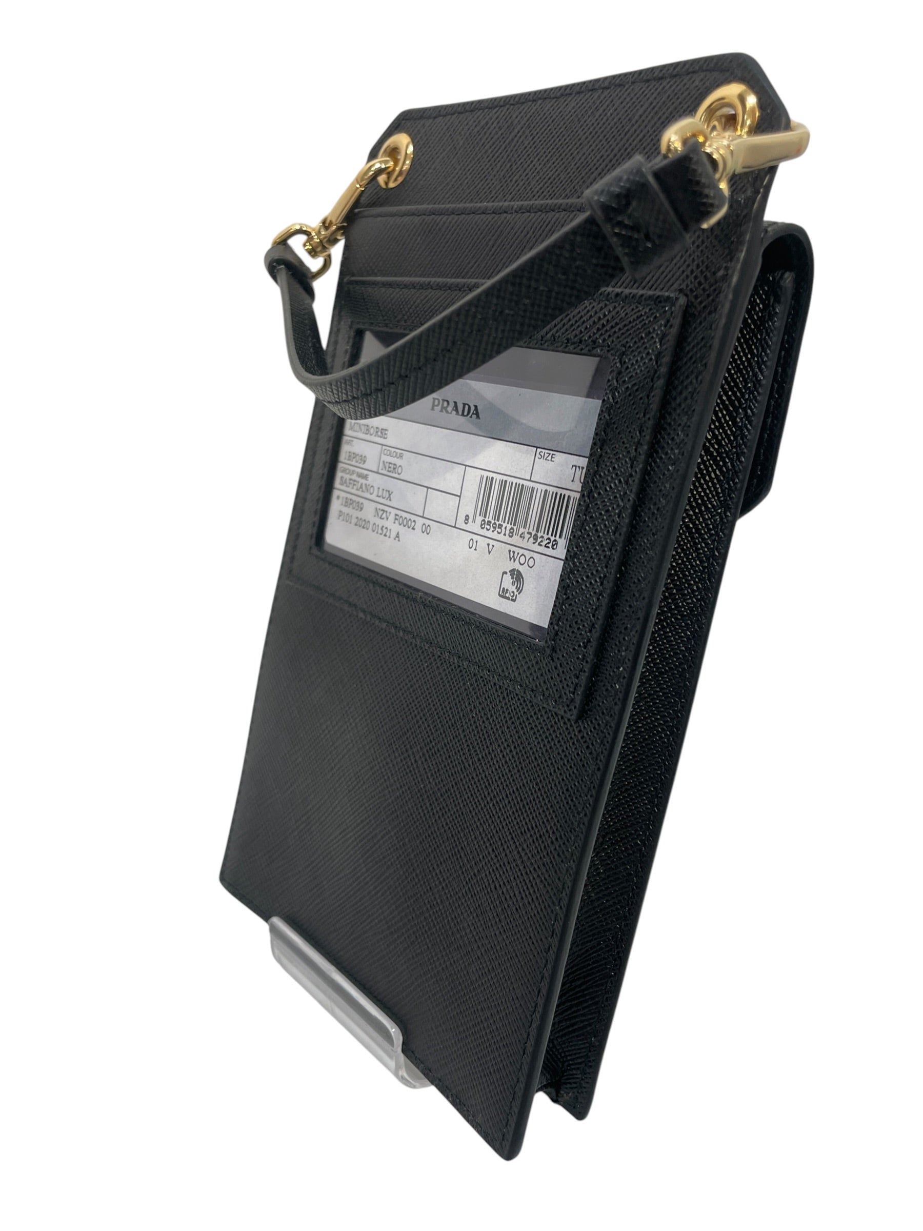 PRADA/Pouch/Leather/BLK/phone crossbody pouch view 2