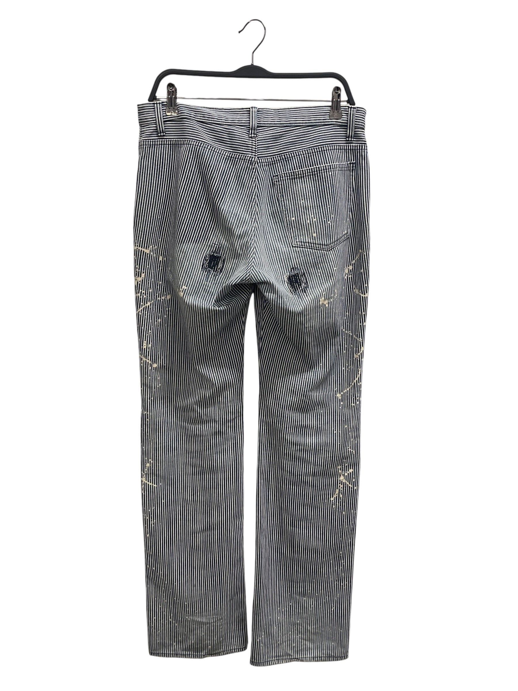 NUMBER (N)INE/Straight Pants/4/Denim/BLU/Stripe/STRIPES/DISTRESSMENTS&PAINT view 2