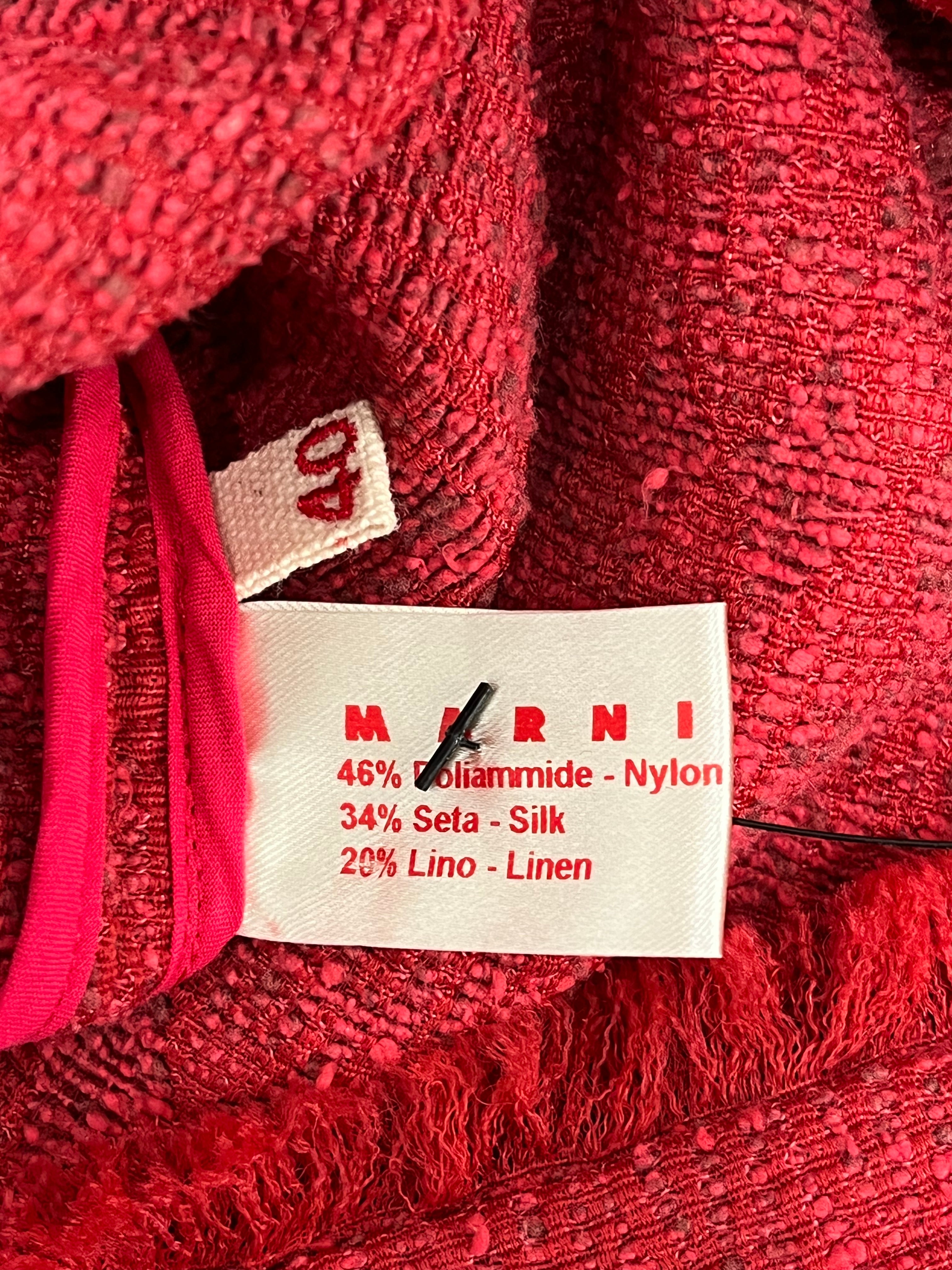 MARNI/Jacket/40/Nylon/RED/FRAYED TRIM TWEED STYLE BUTTON view 4