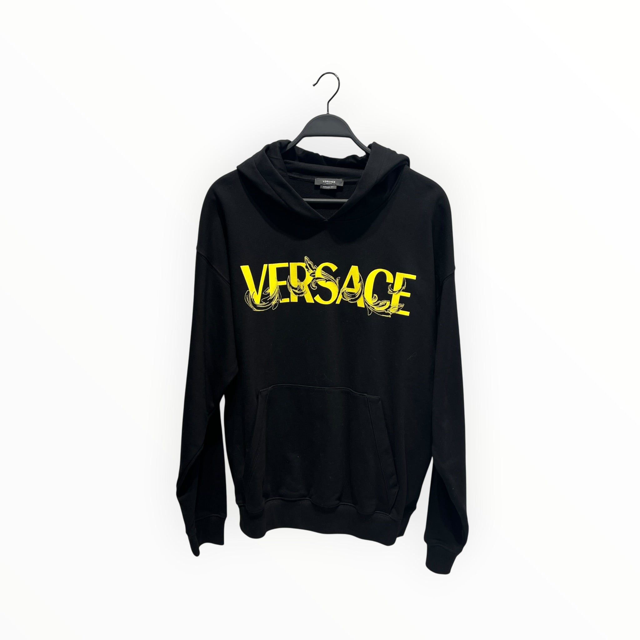 GIANNI VERSACE/Hoodie/L/Graphic/Cotton/BLK/Pullover/Embroidred Garland Logo Hoodie view 1