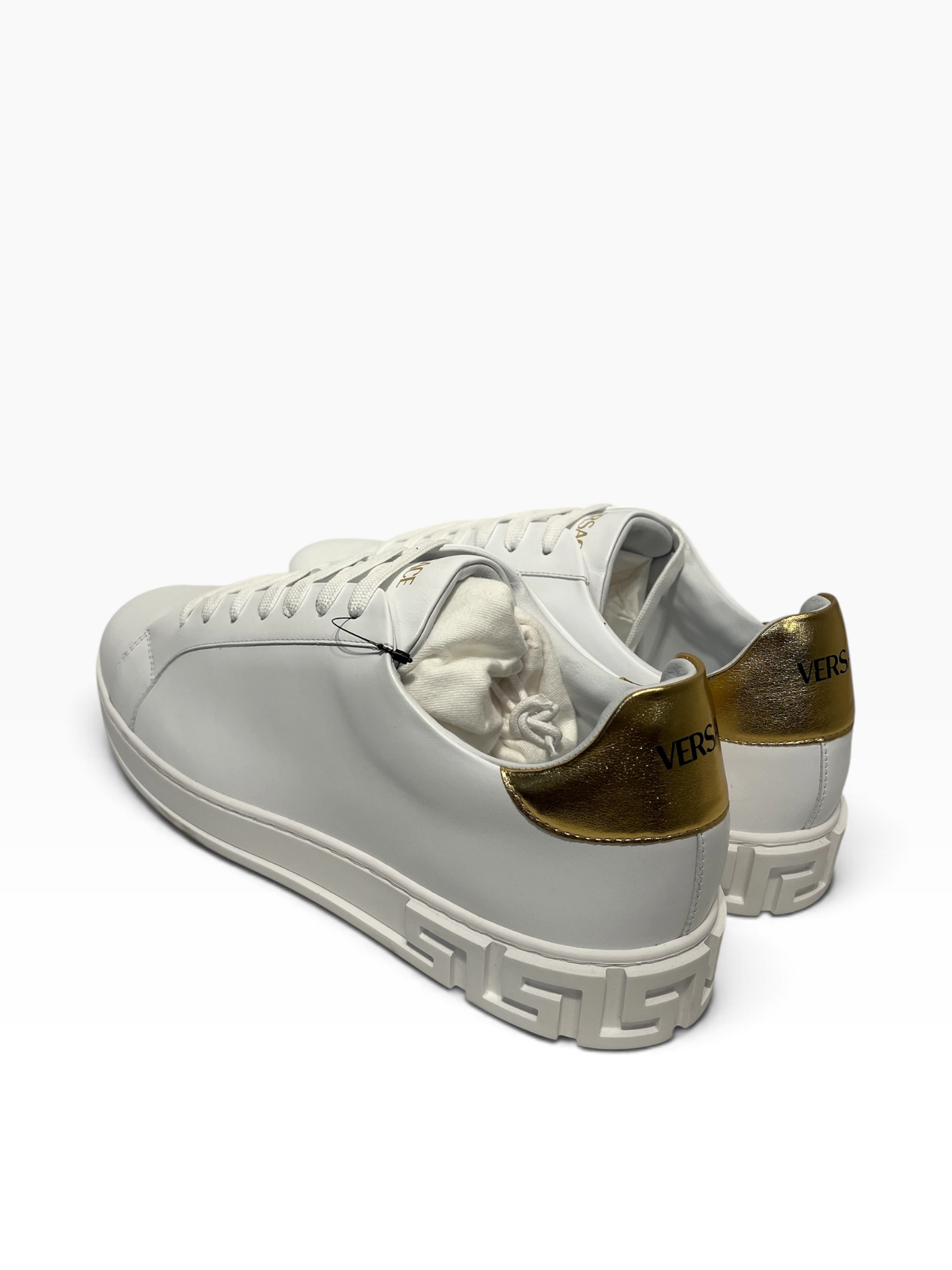 VERSACE/Low-Sneakers/EU 46/Leather/WHT/Gold back view 2