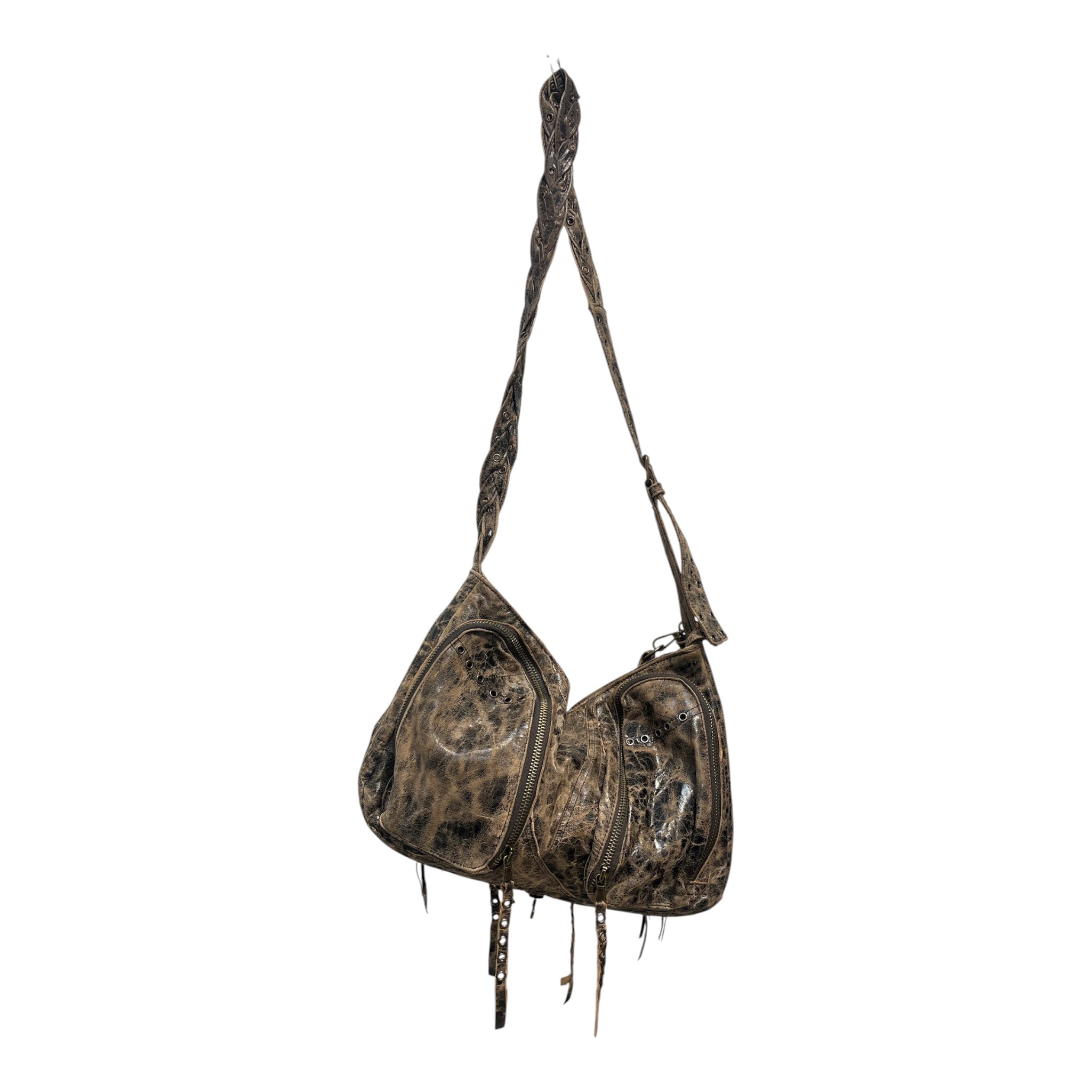 NO/FAITH STUDIOS/Bag/Leather/BRW/BROWN AND BLK CRACKLE LEATHER view 2