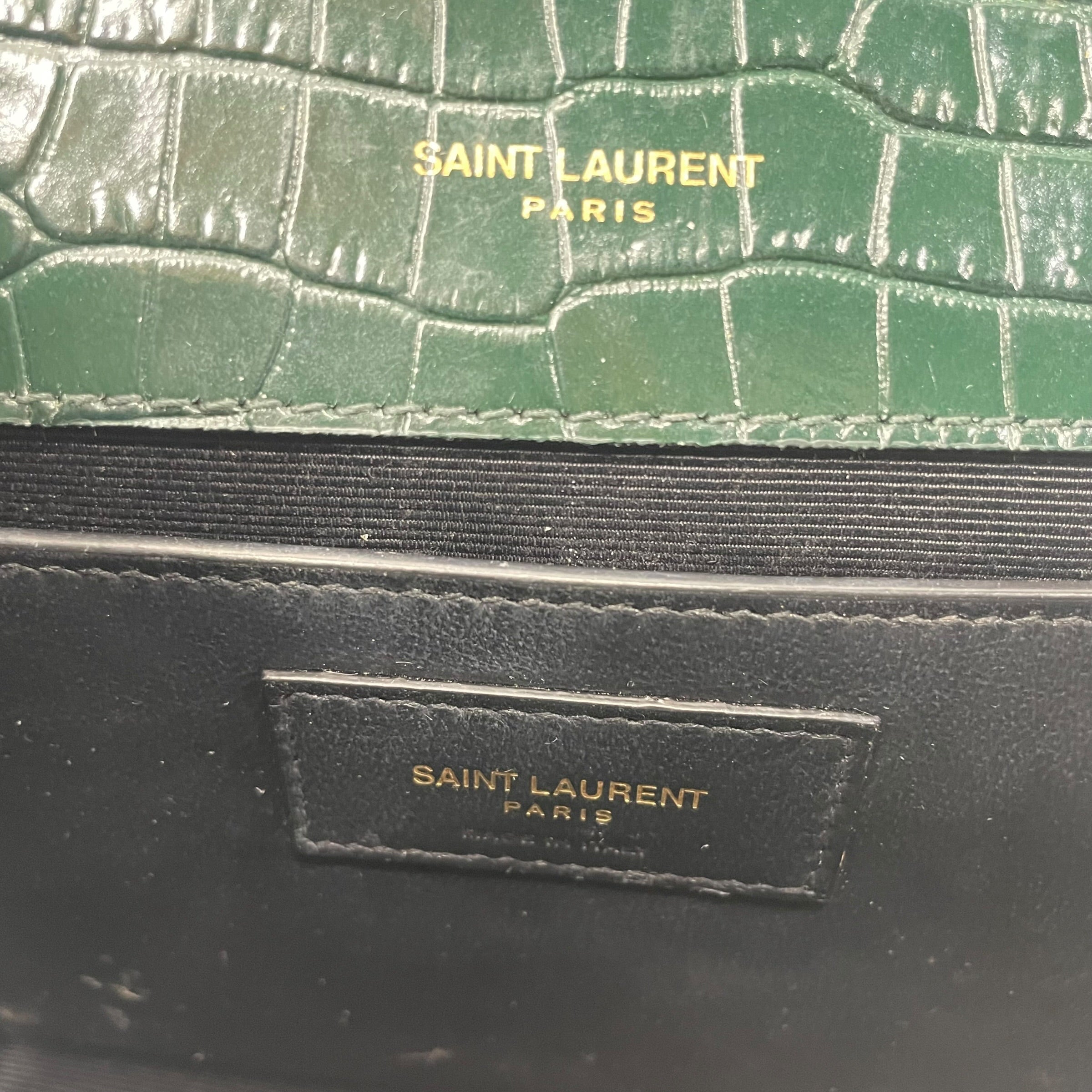YVES SAINT LAURENT/Hand Bag/Leather/GRN/CROCODILE/ GOLD/ TASSEL view 6