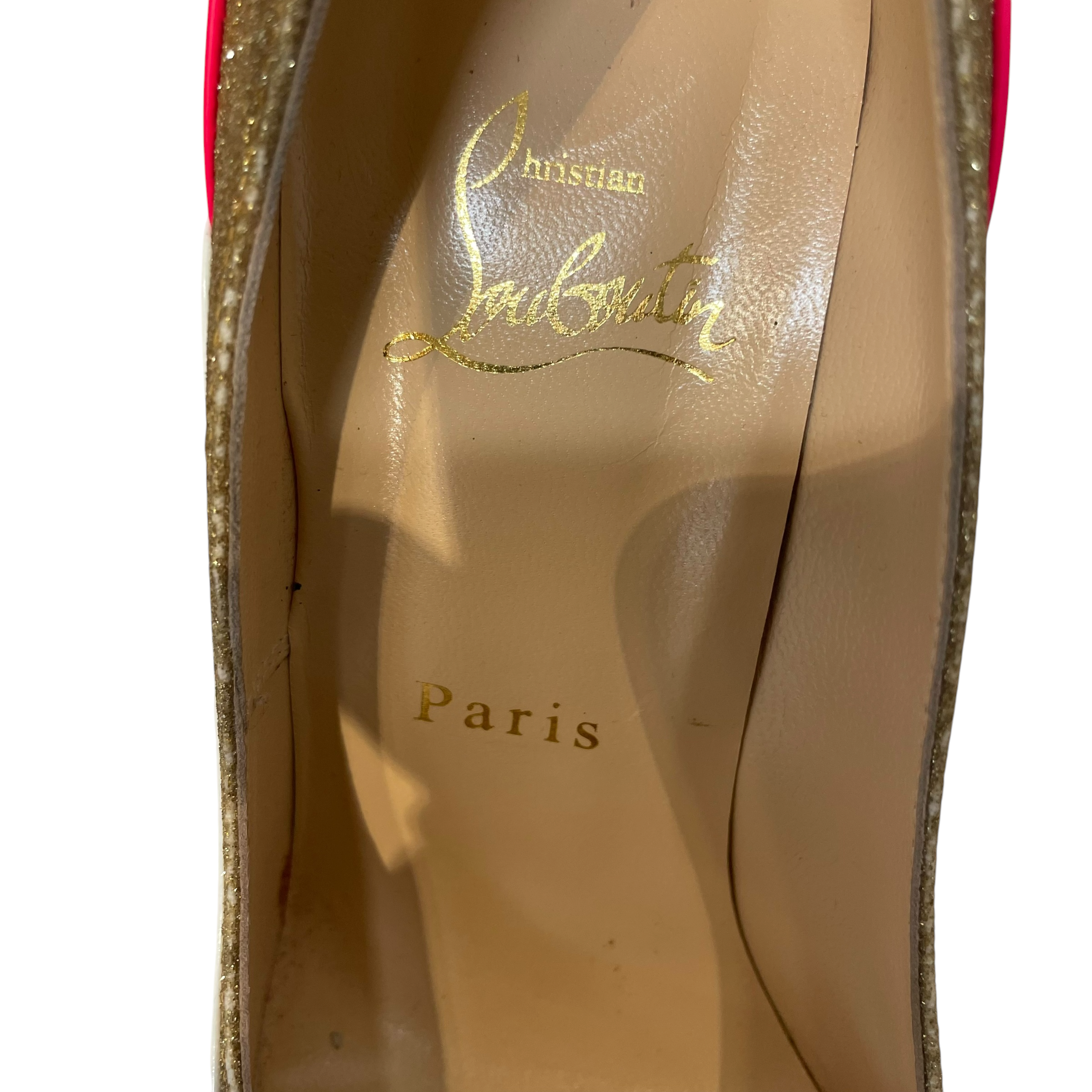 Christian Louboutin/Heels/EU 36.5/Border/Leather/WHT/Tucsick Glitter Pumps view 3
