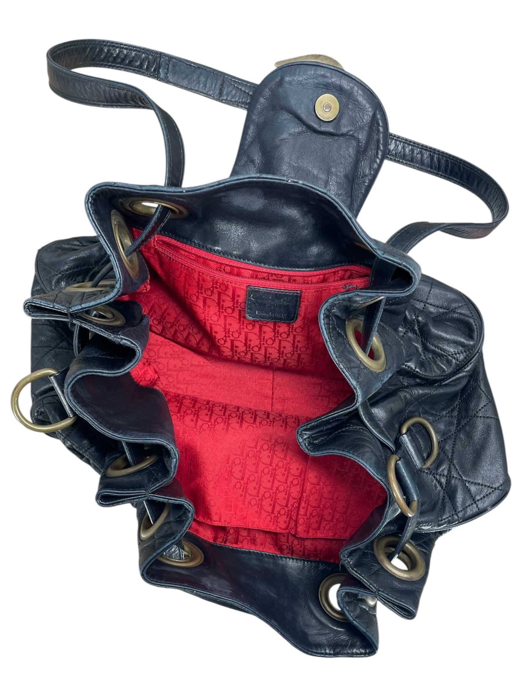 Christian Dior/Bag/Graphic/Leather/BLK/CANNAGE DRAWSTRING FLAP view 4