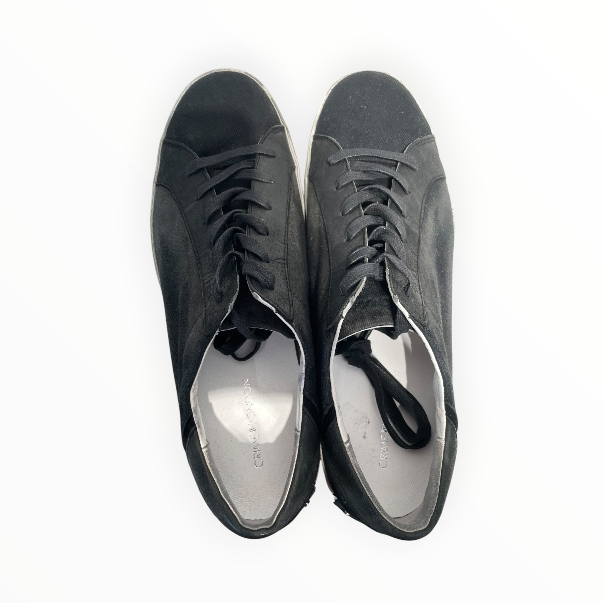 CRIME LONDON/Low-Sneakers/EU 44/Cotton/BLK/BLACK LEATHER TAB DETAIL view 3