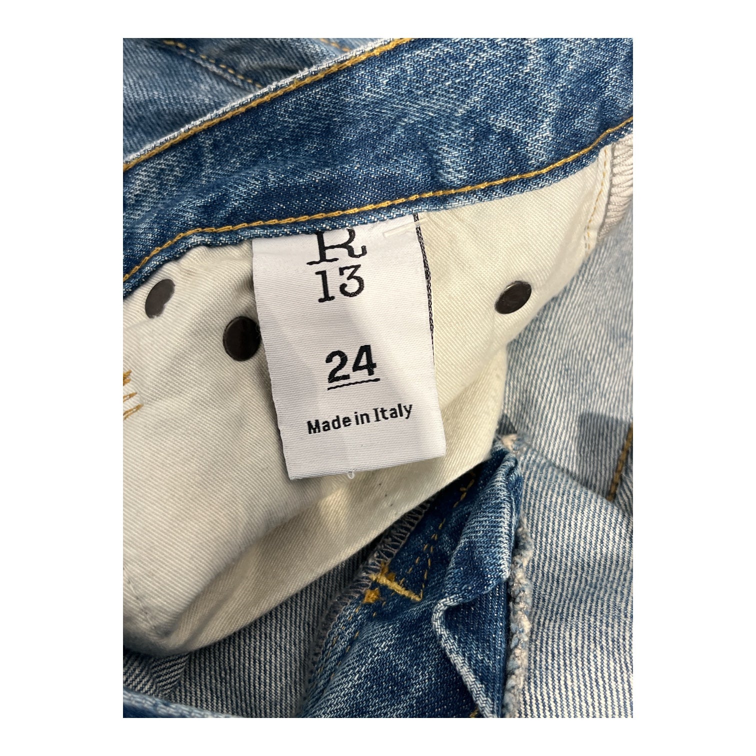 R13/Shorts/24/Cotton/IDG/LIGHT WASH STAINING NWT view 3
