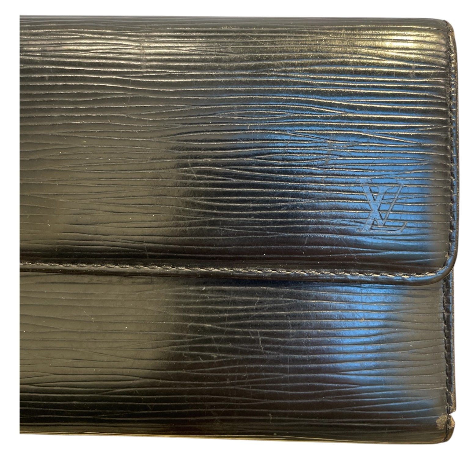 LOUIS VUITTON/Long Wallet/Stripe/Leather/BLK/TEXTURED LEATHER ALL BLACK view 6