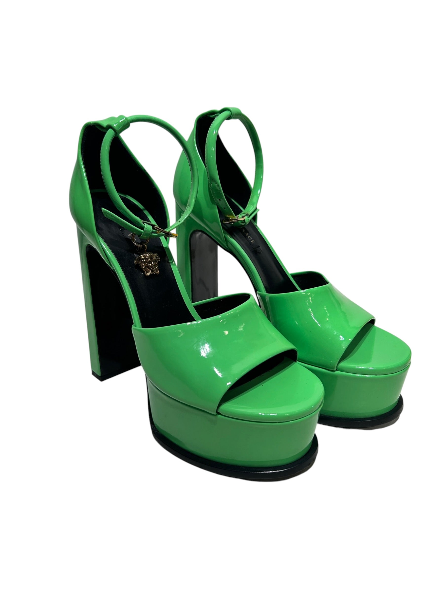 VERSACE/Heels/EU 38/Leather/GRN/Open-Toe/LIME GREEN PLATFORM view 1