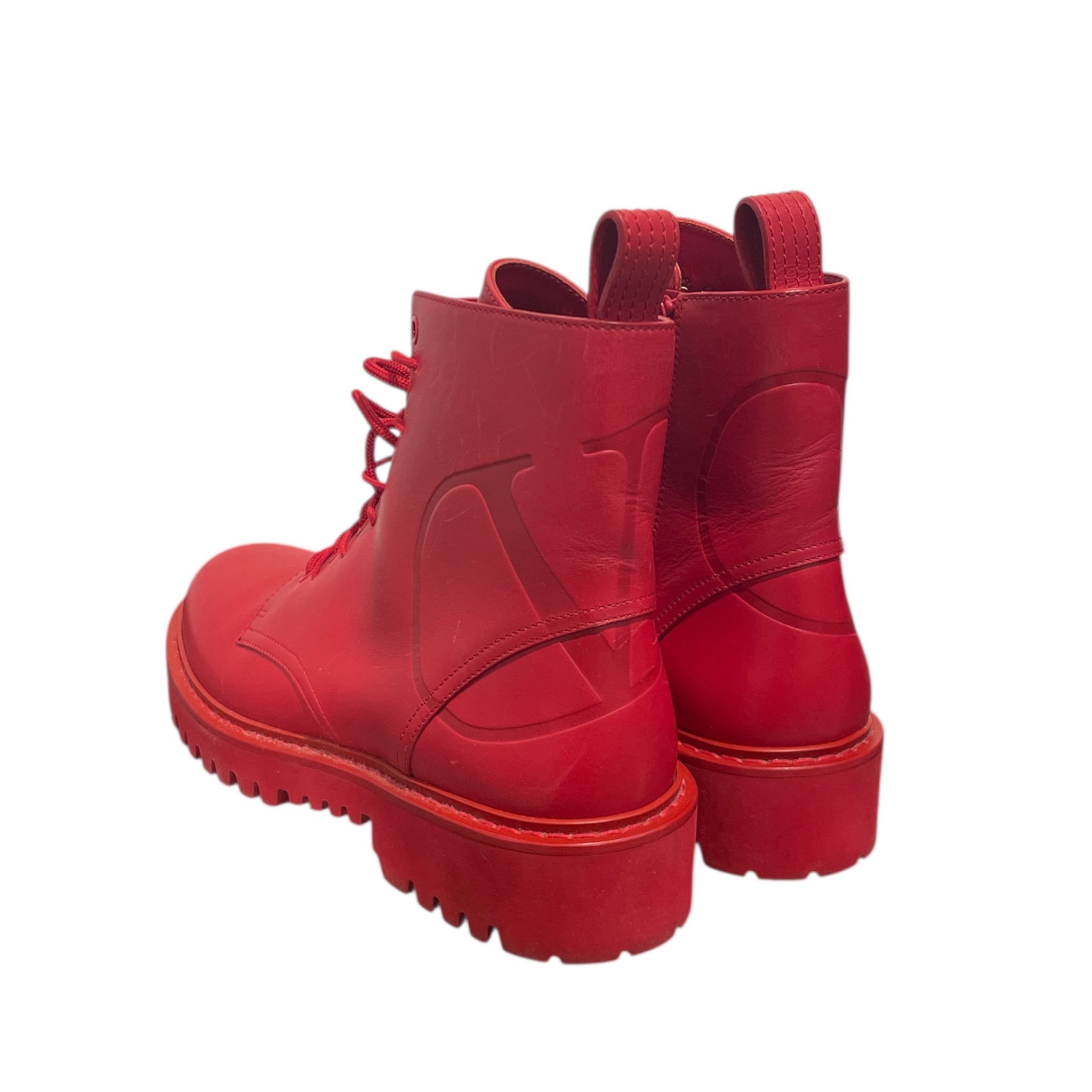 VALENTINO GARAVANI/Boots/EU 40/Leather/RED/8 Hole/VALENTINO RED COMBAT BOOT view 2