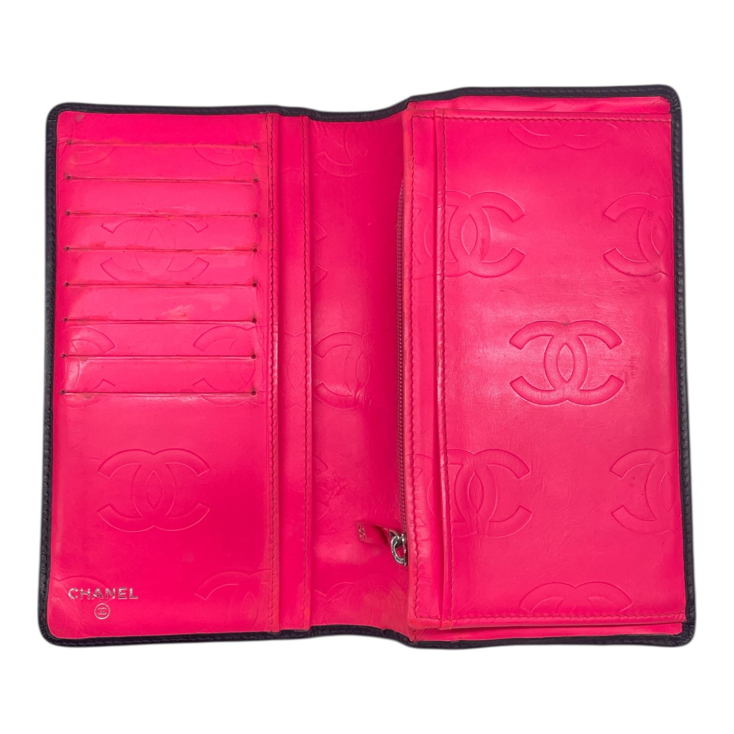 CHANEL/Long Wallet/Leather/BLK/CAMBON DIAMOND QUILT view 2
