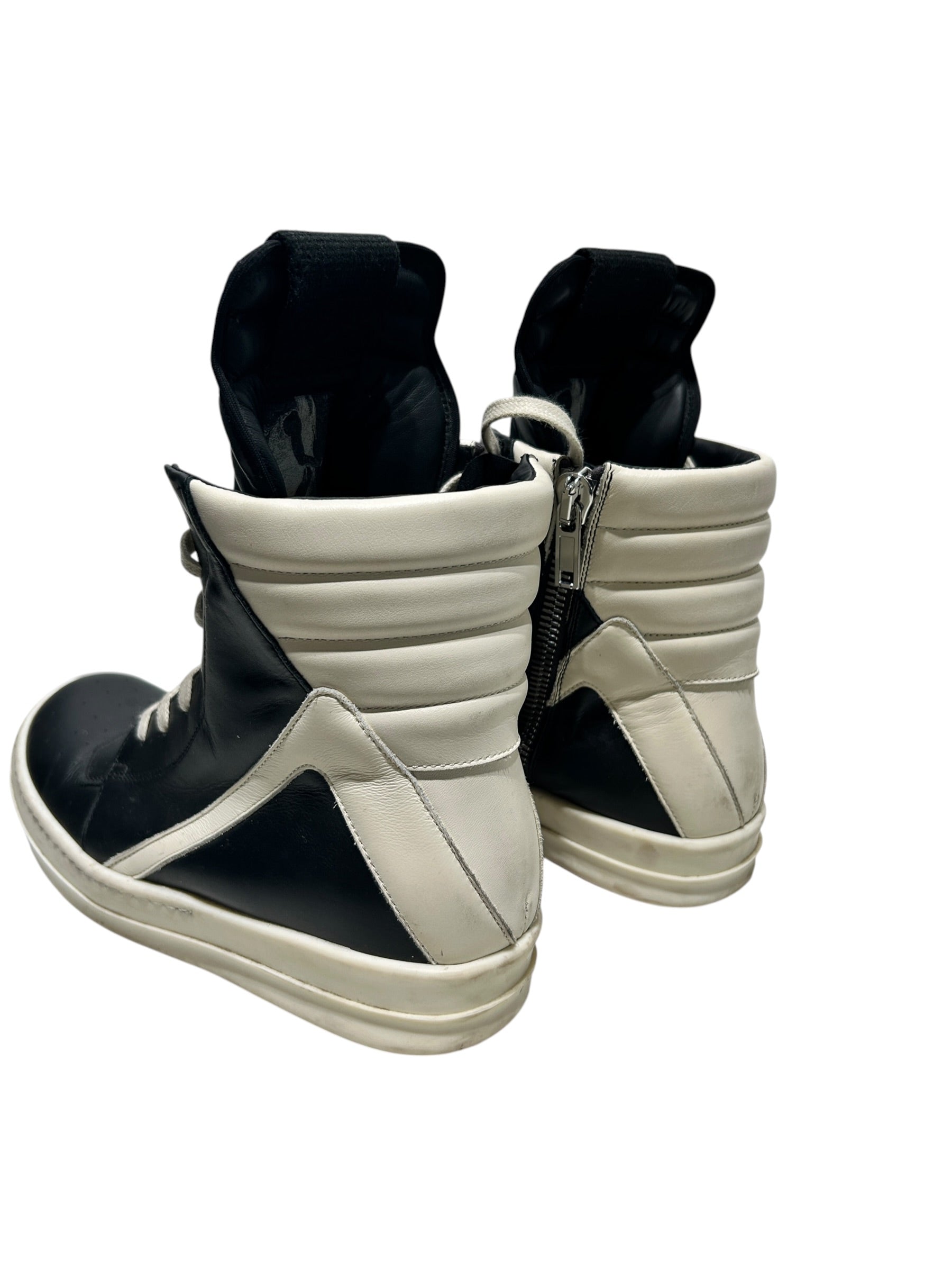 Rick Owens/Hi-Sneakers/EU 39/Leather/BLK/GEOBASKET BLACK AND WHITE view 2
