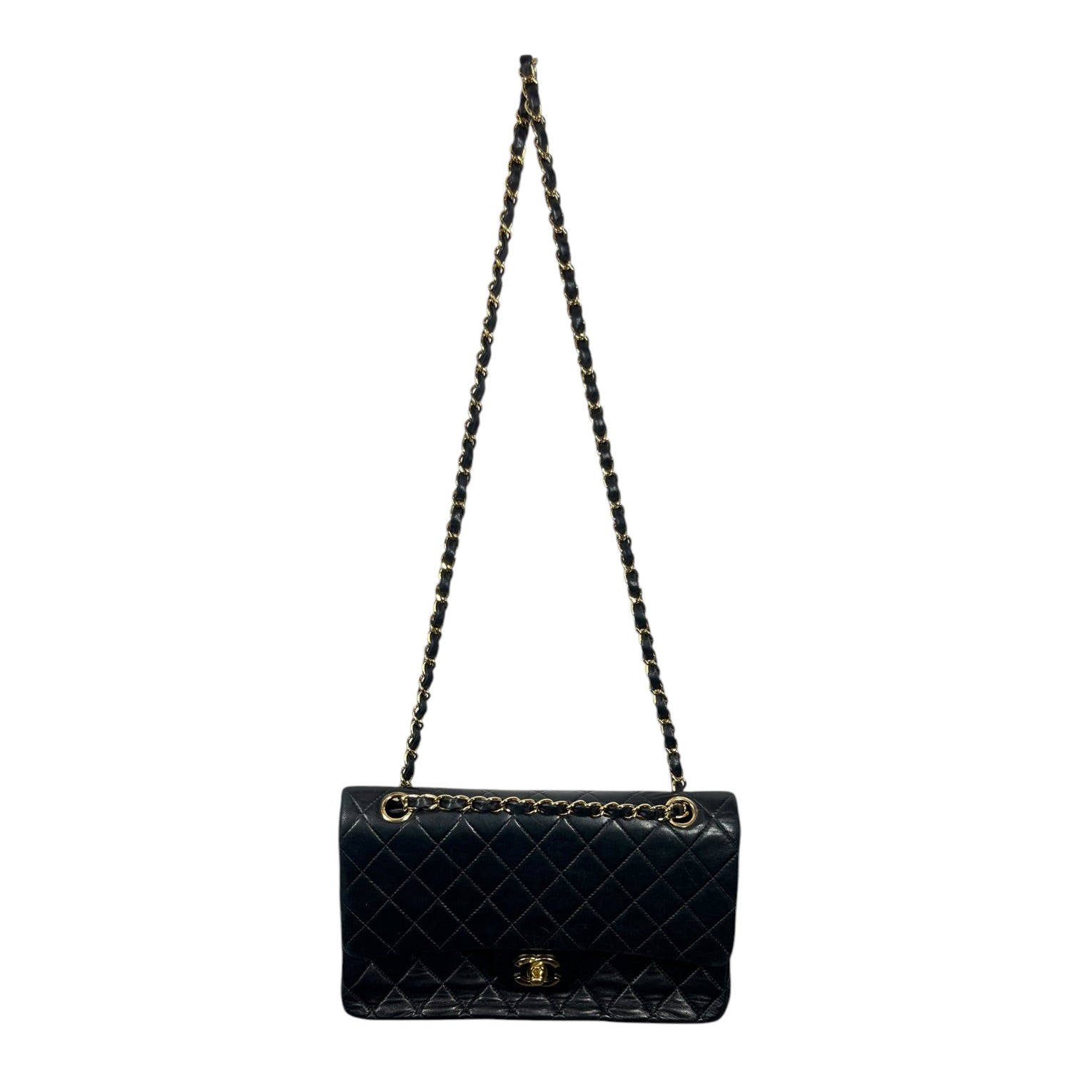 CHANEL/Hand Bag/Leather/BLK/Quilted medium double flap view 1
