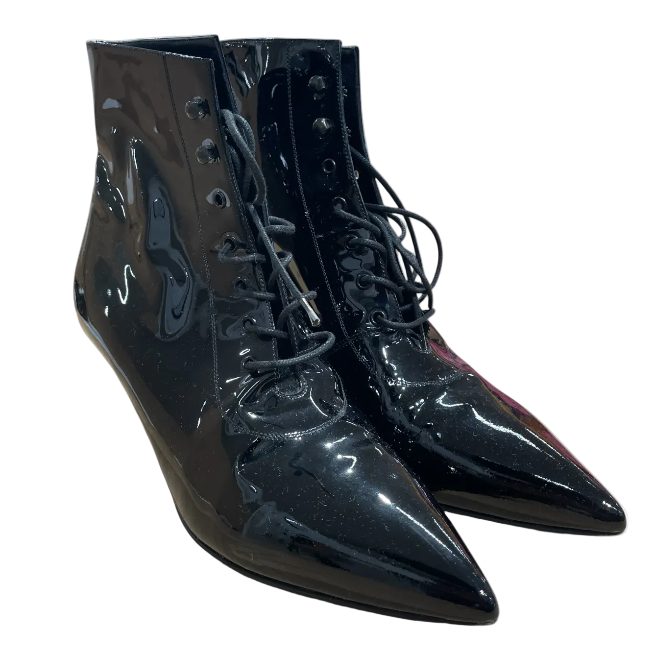 SAINT LAURENT/Lace Up Boots/EU 39.5/Leather/BLK/2014 RTW BOOTS view 1