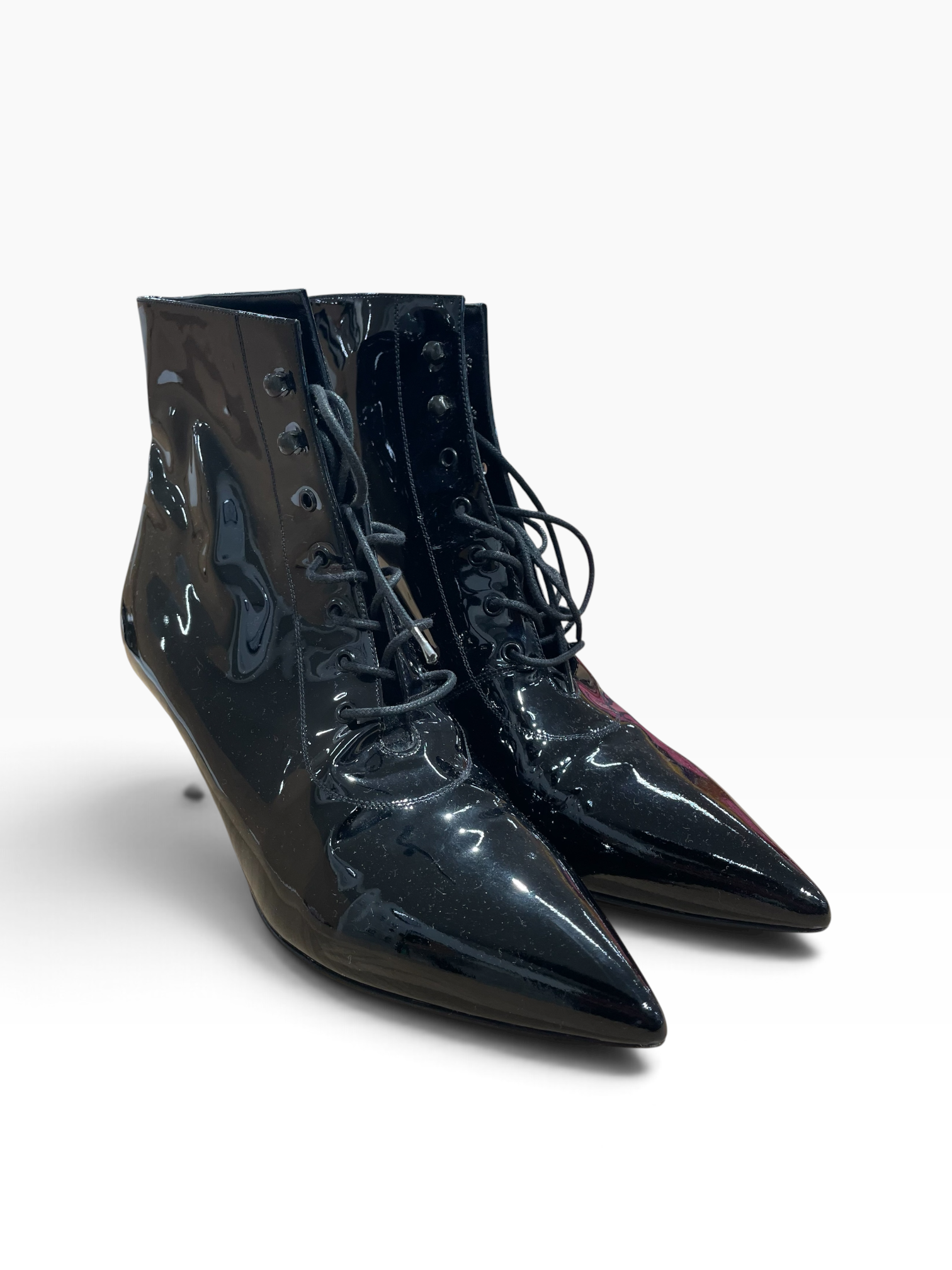 SAINT LAURENT/Lace Up Boots/EU 39.5/Leather/BLK/2014 RTW BOOTS view 1