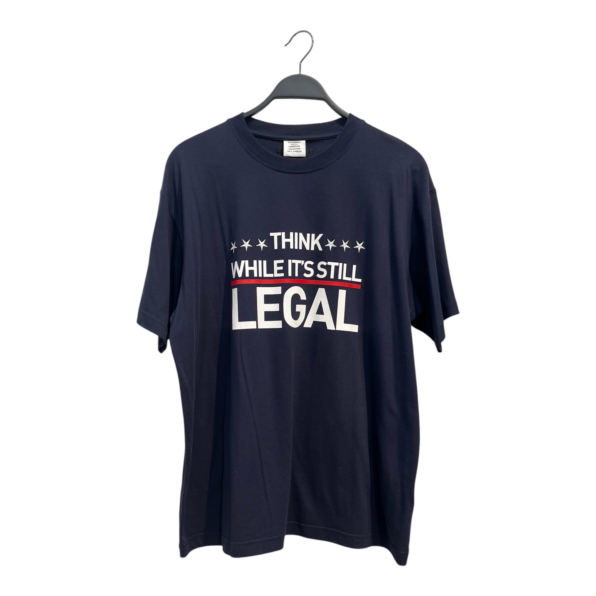 VETEMENTS/T-Shirt/S/Cotton/NVY/THINK WELL ITS LEGAL view 1
