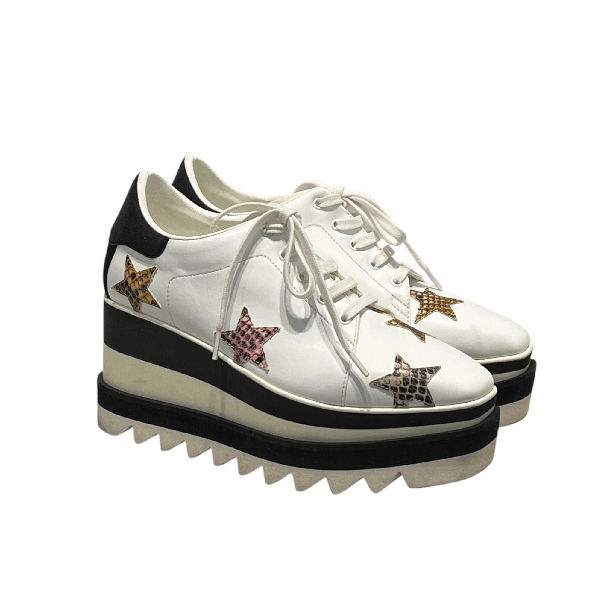 STELLAMcCARTNEY/Low-Sneakers/EU 35/All Over Print/Leather/WHT/Platform/elyse star platforms view 1
