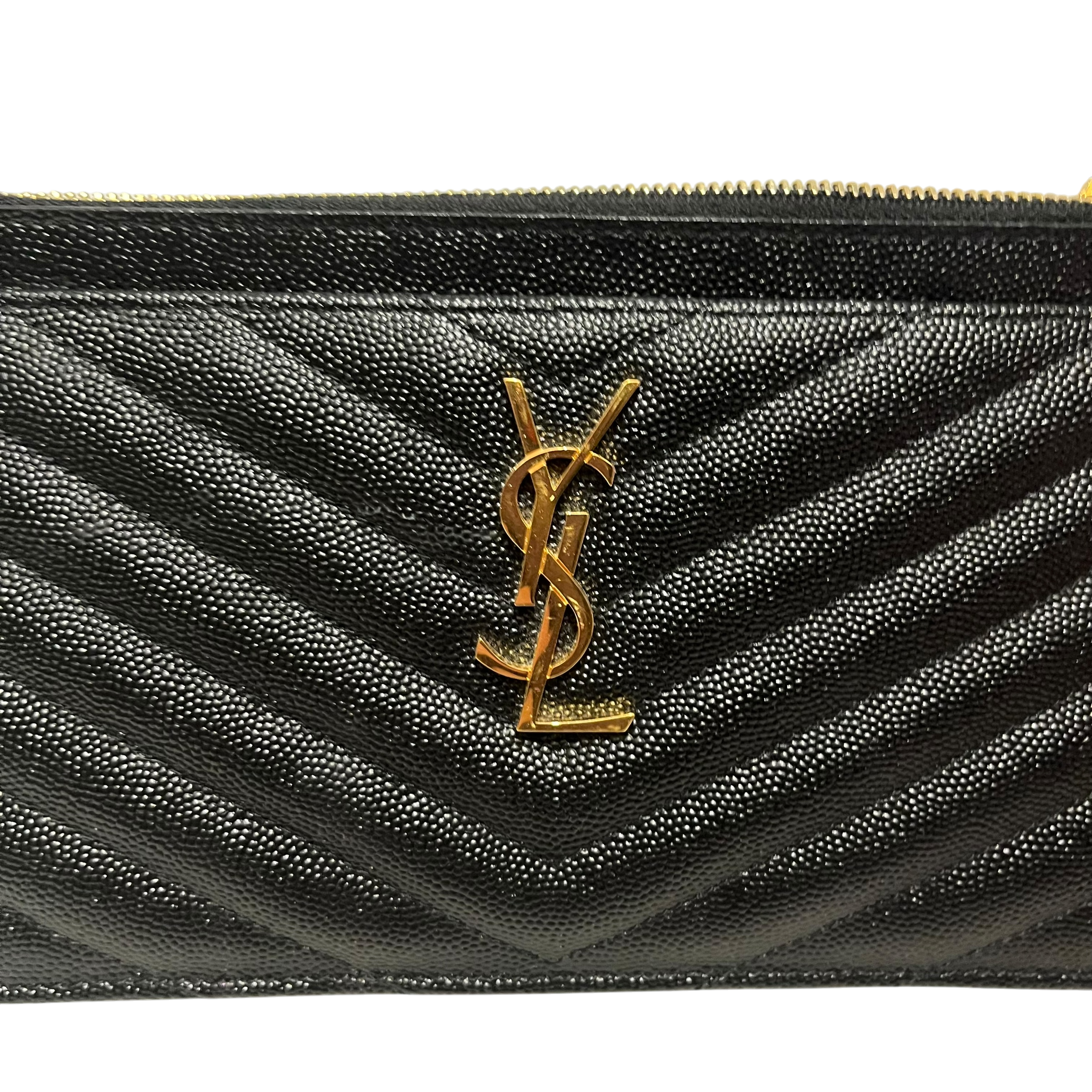 YVES SAINT LAURENT/Clutch Bag/Leather/BLK/grain de poudre chevron view 4