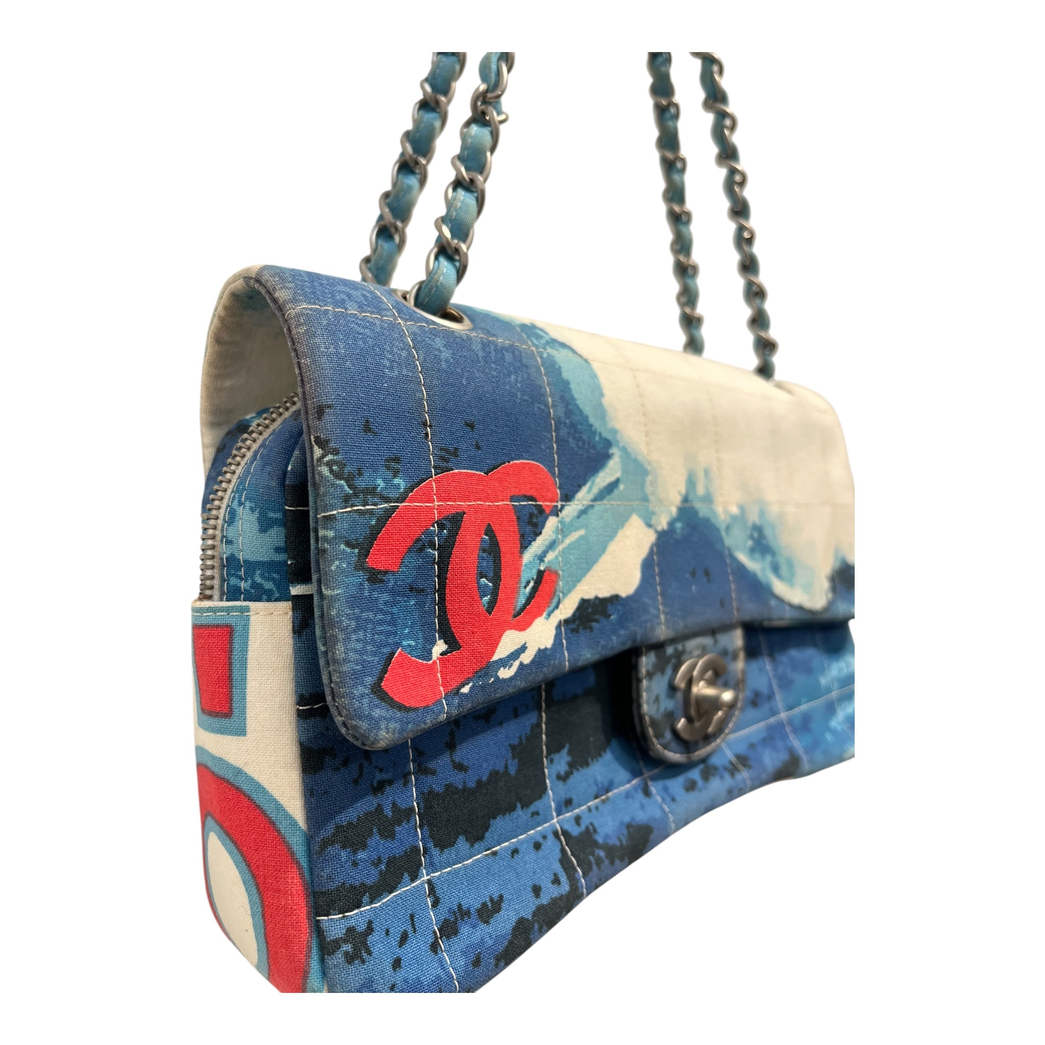 CHANEL/Bag/All Over Print/Cotton/WHT/02 SURF FLAP BAG view 6