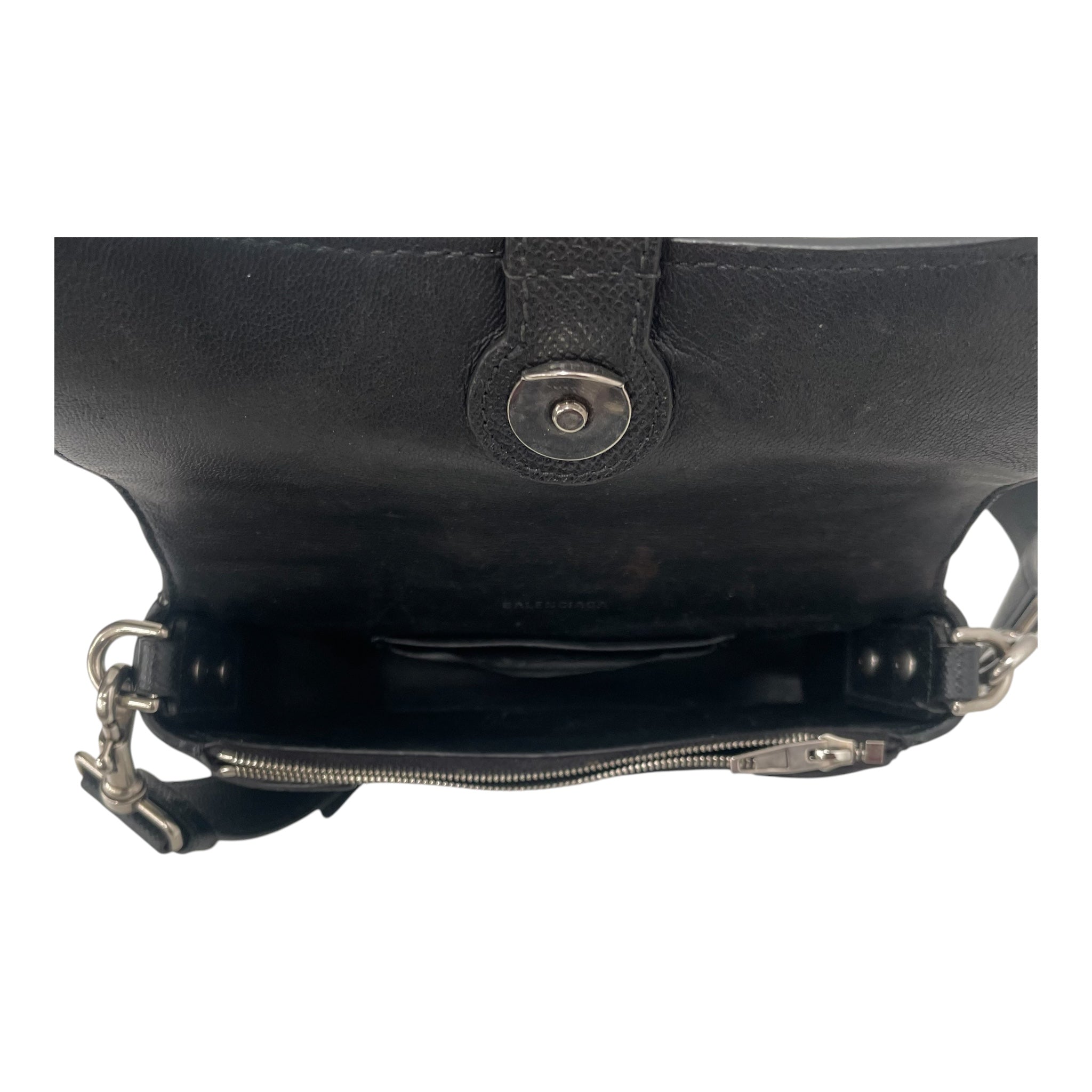 BALENCIAGA/Cross Body Bag/Leather/BLK/belt strap view 4