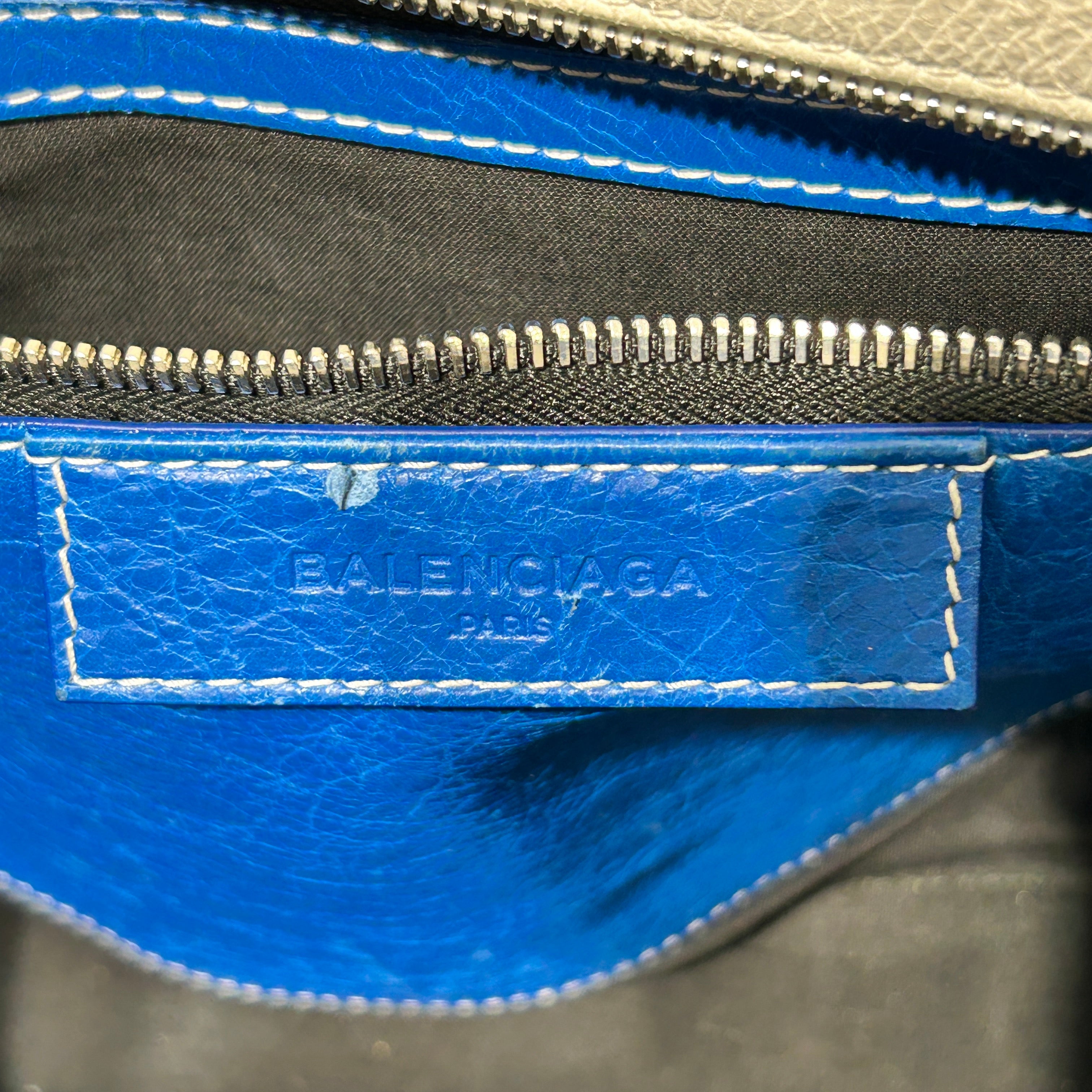 BALENCIAGA/Tote Bag/Stripe/Leather/BLU/bazaar tote view 5
