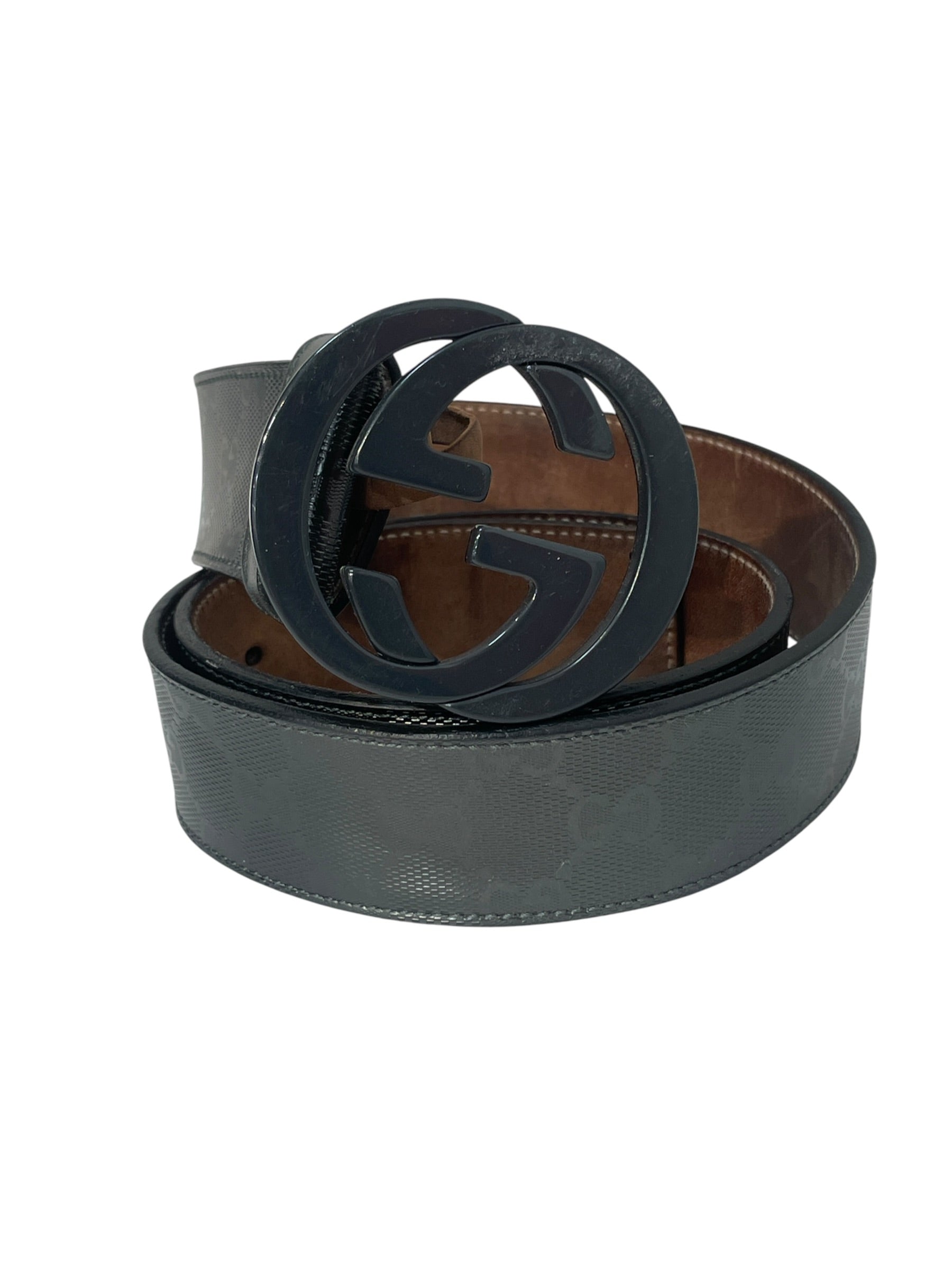 GUCCI/Belt/Monogram/Leather/BLK/M's/GG Imprime Interlocking G view 1
