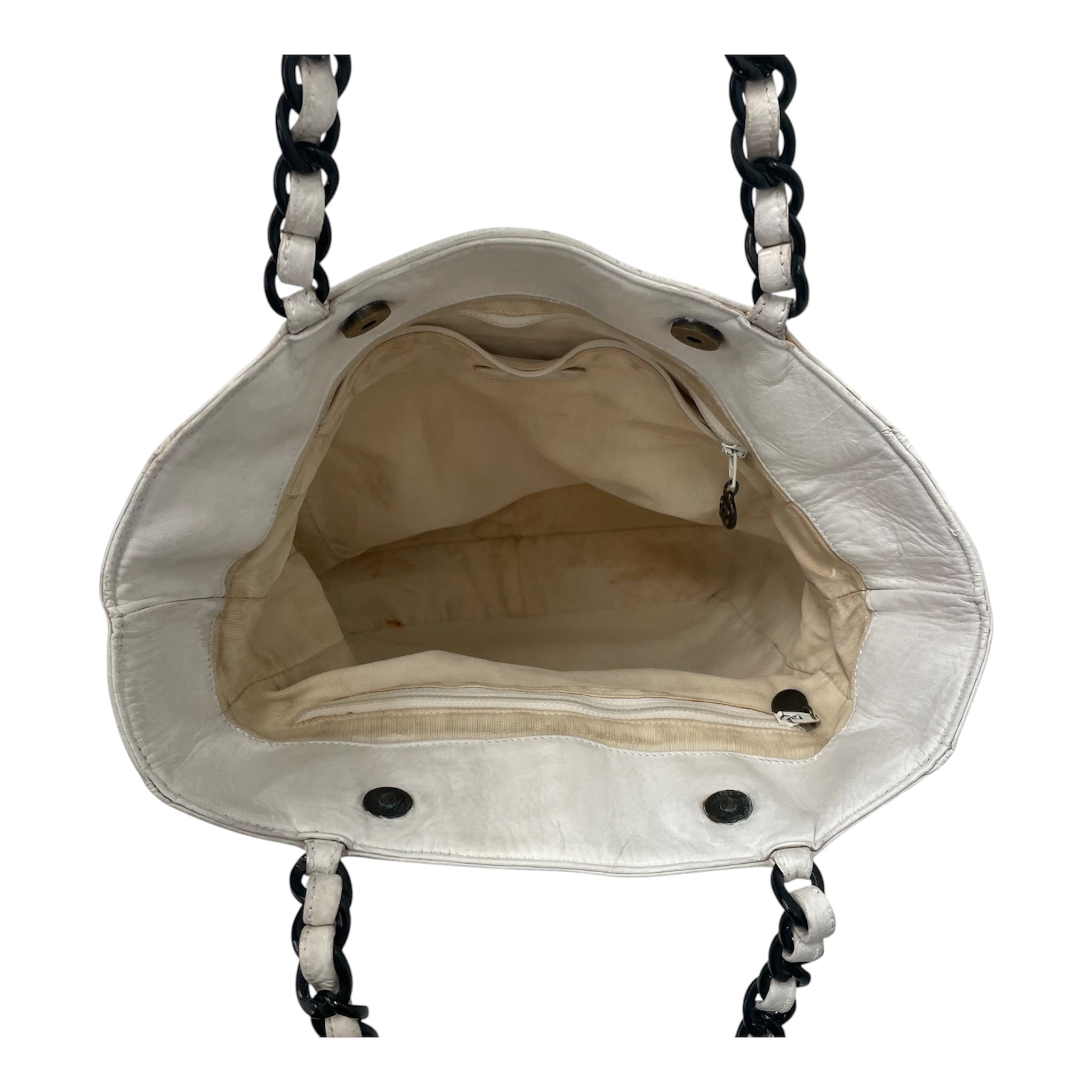 CHANEL/Tote Bag/Leather/WHT/CHAINCCTOTE view 4
