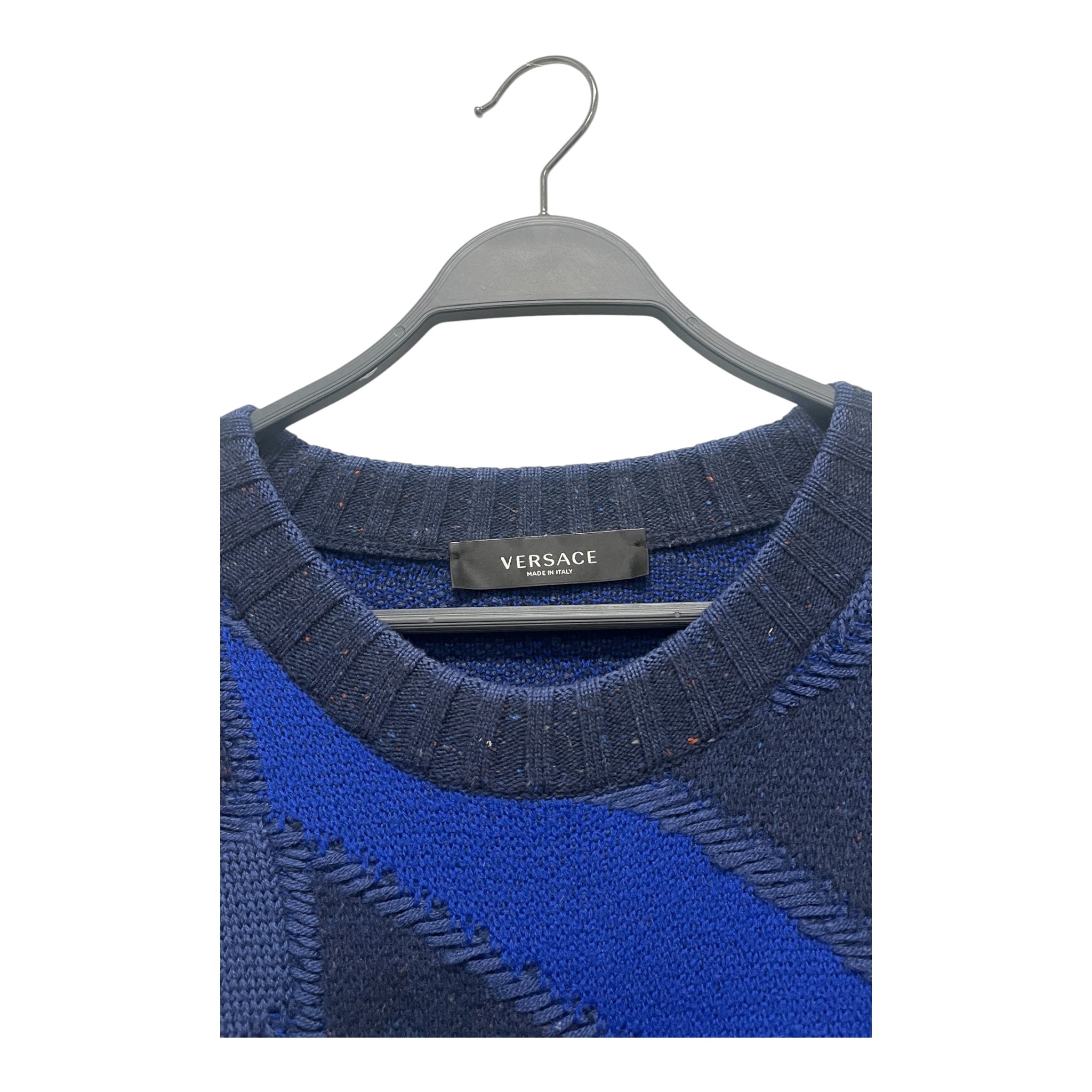 VERSACE/Sweater/56/All Over Print/Wool/BLU/Oversize/JACQUARD LA GRECA SWEATER view 3