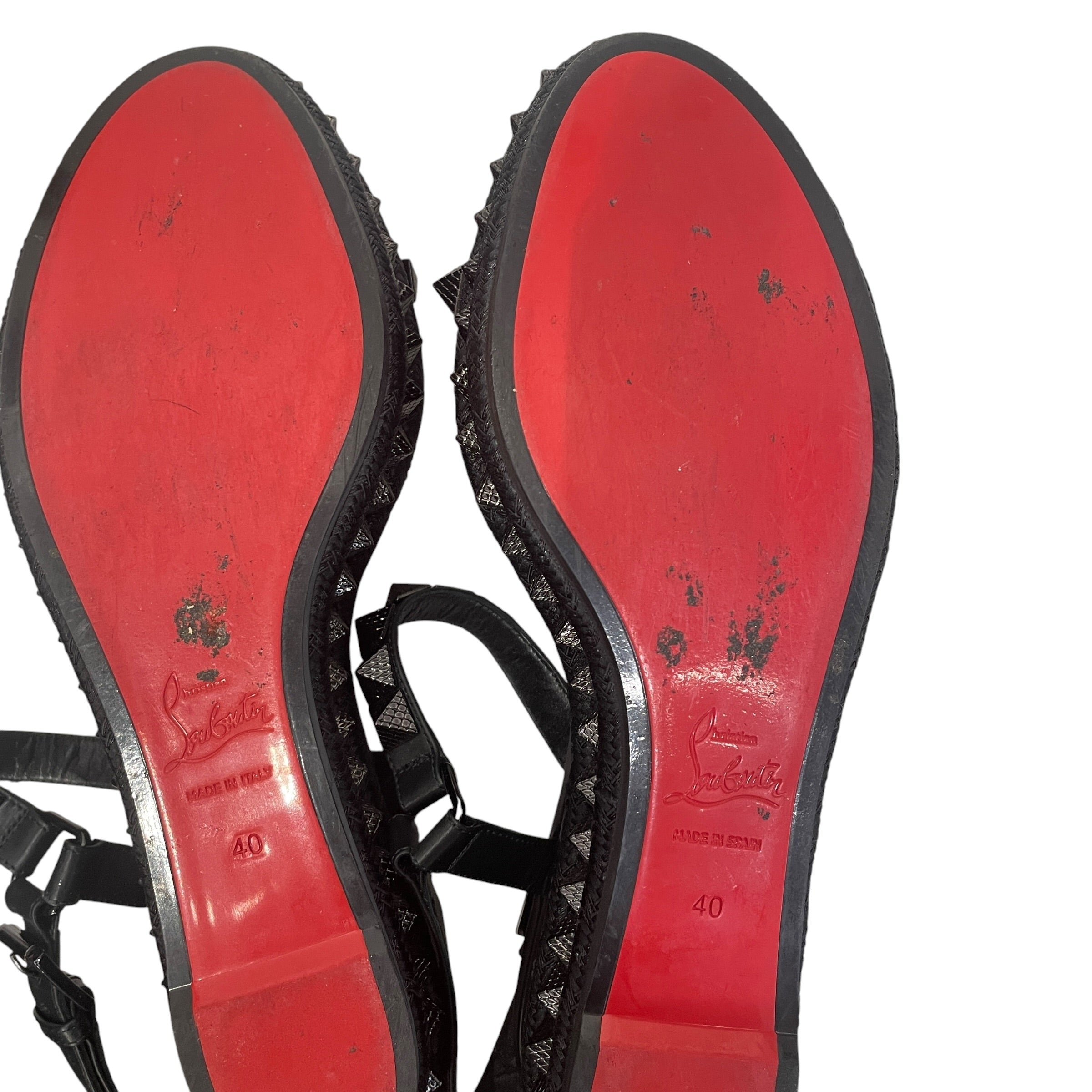 Christian Louboutin/Sandals/EU 40/Leather/BLK/Ankle Strap/STUDDED view 4