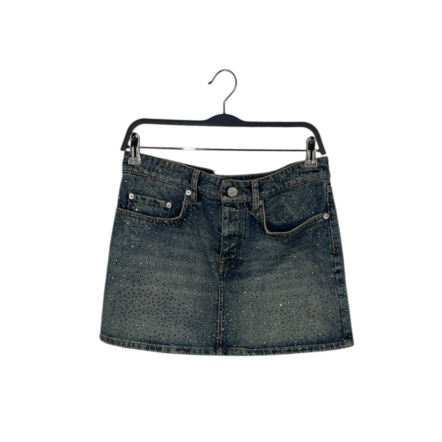 BALENCIAGA/Skirt/M/Cotton/BLU/RHINESTONE DENIM SKIRT SIZE 38 view 1