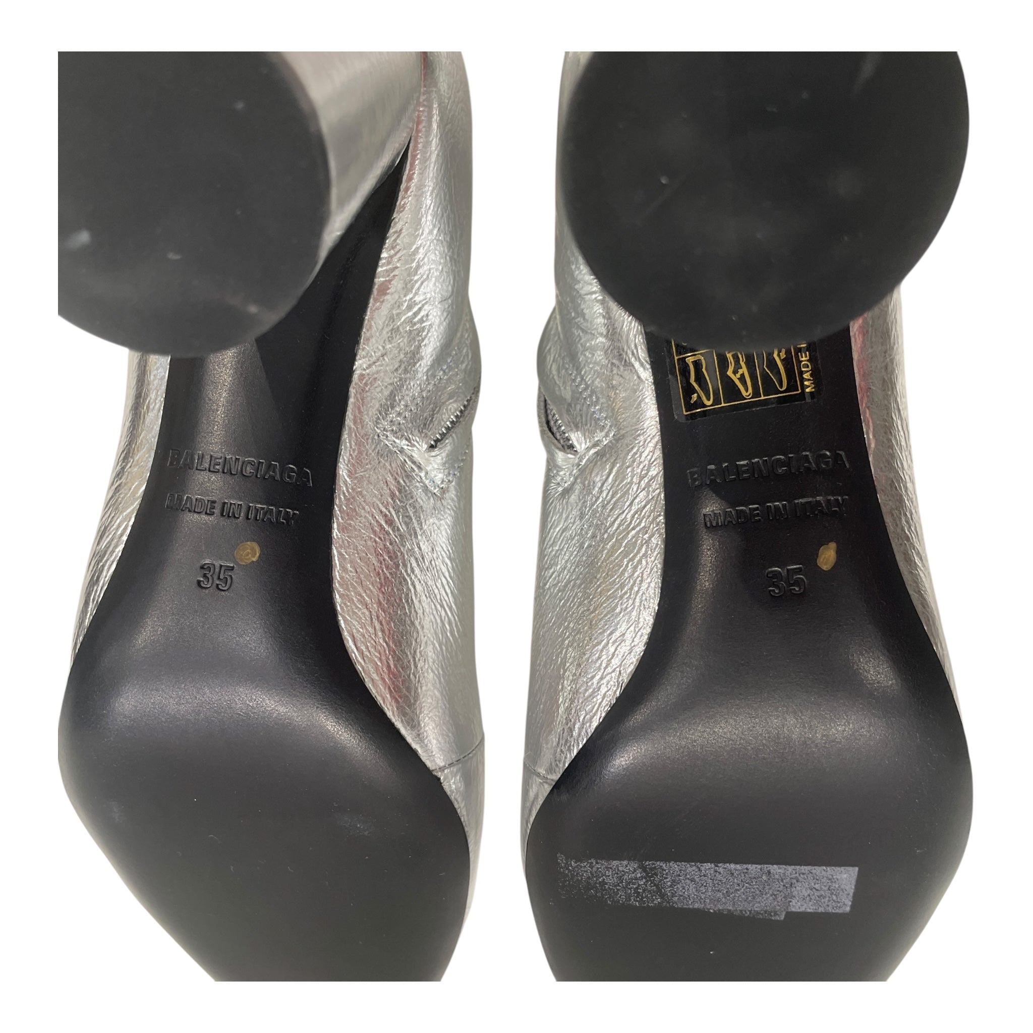 BALENCIAGA/Heels/EU 35.5/Leather/SLV/METALLIC SILVER SIDE ZIP view 5